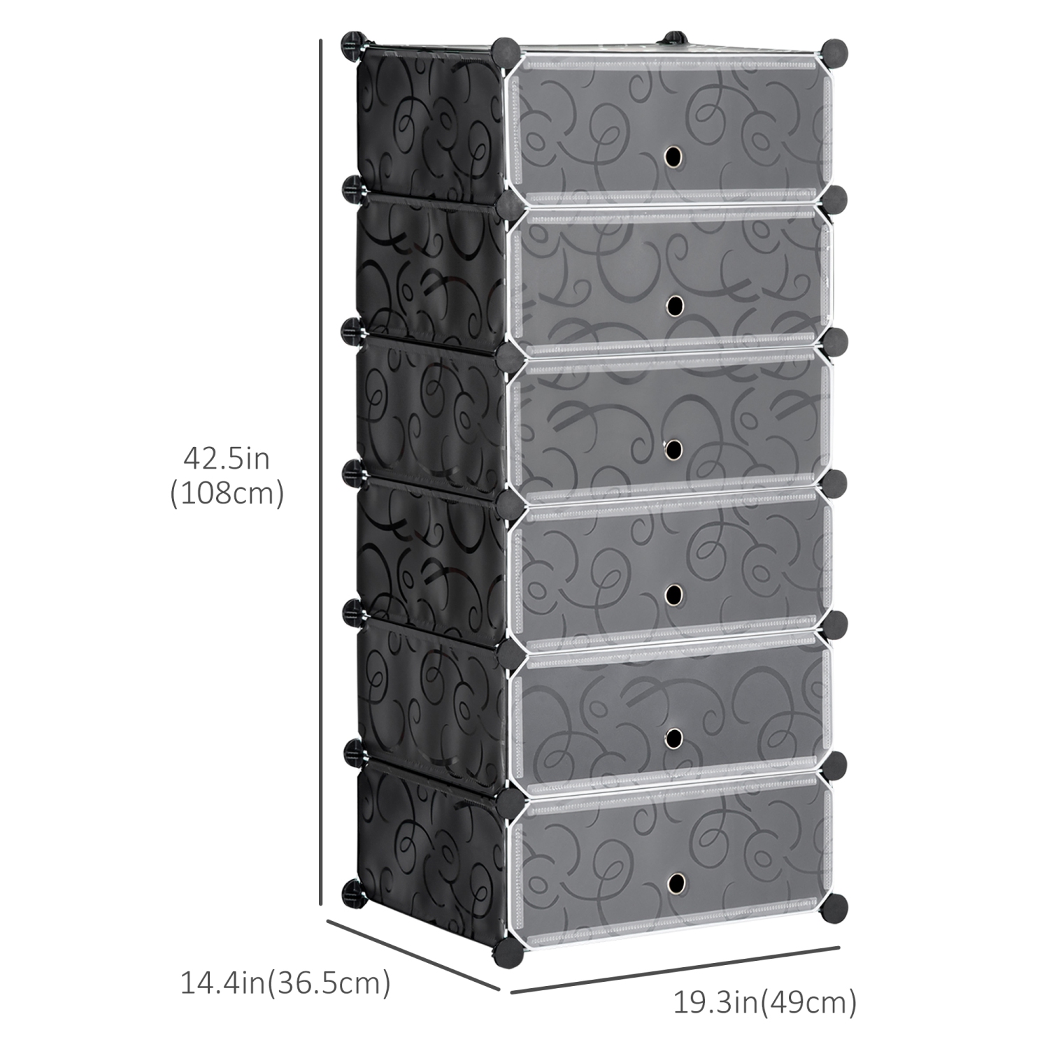 HOMCOM – Organisateur de rangement à 6 cubes, organisateurs modulaires pour garde-robe, armoire à chaussures pour l'entrée du salon de chambre, noir