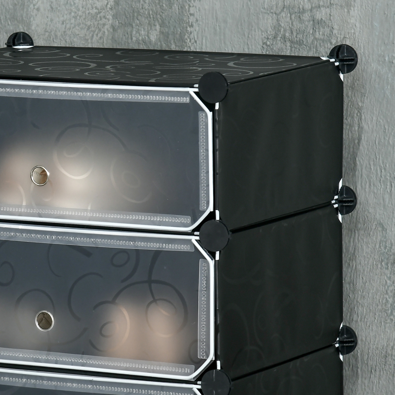 HOMCOM – Organisateur de rangement à 6 cubes, organisateurs modulaires pour garde-robe, armoire à chaussures pour l'entrée du salon de chambre, noir