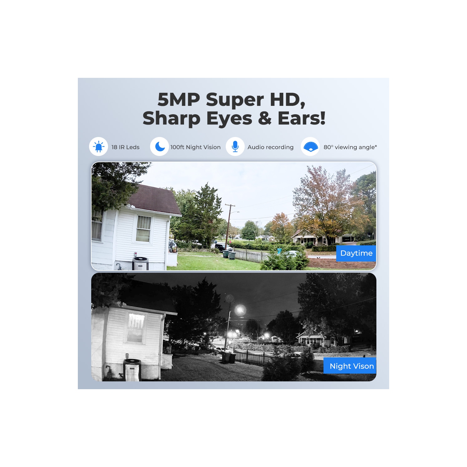 Reolink 5MP Person/Vehicle Detection Smart PoE IP Security Camera, 100ft Night Vision, Audio Recording