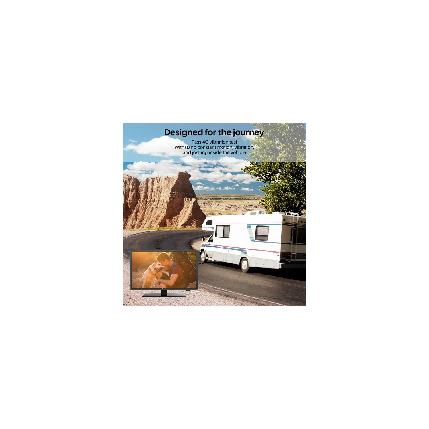 Sylvox 24&nbsp;po RV TV, télévision c.c. 12 V, TV VR HD intégrale 1080P avec lecteur dvd intégré, haut-parleur haute fidélité et radio FM