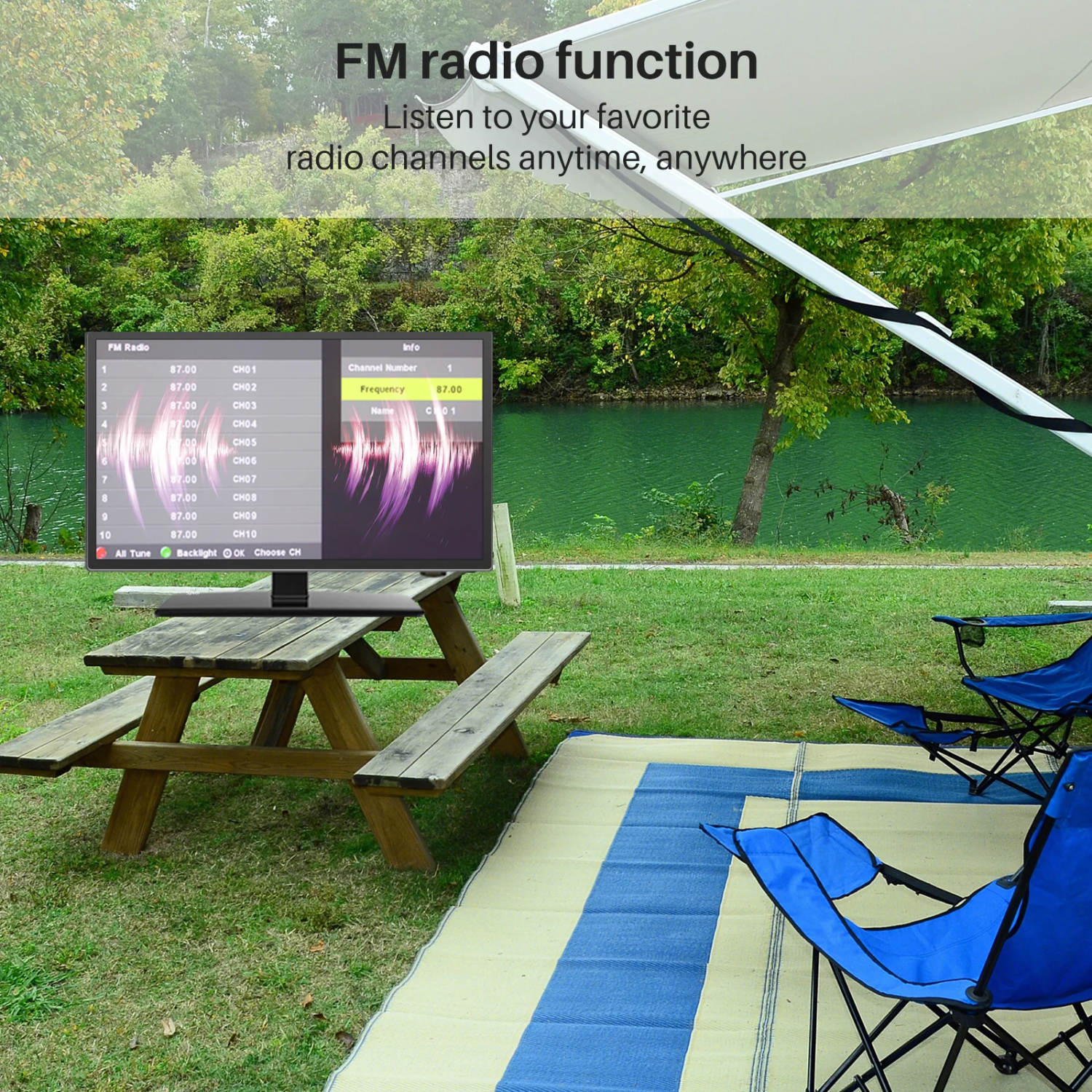 Sylvox 24&nbsp;po RV TV, télévision c.c. 12 V, TV VR HD intégrale 1080P avec lecteur dvd intégré, haut-parleur haute fidélité et radio FM