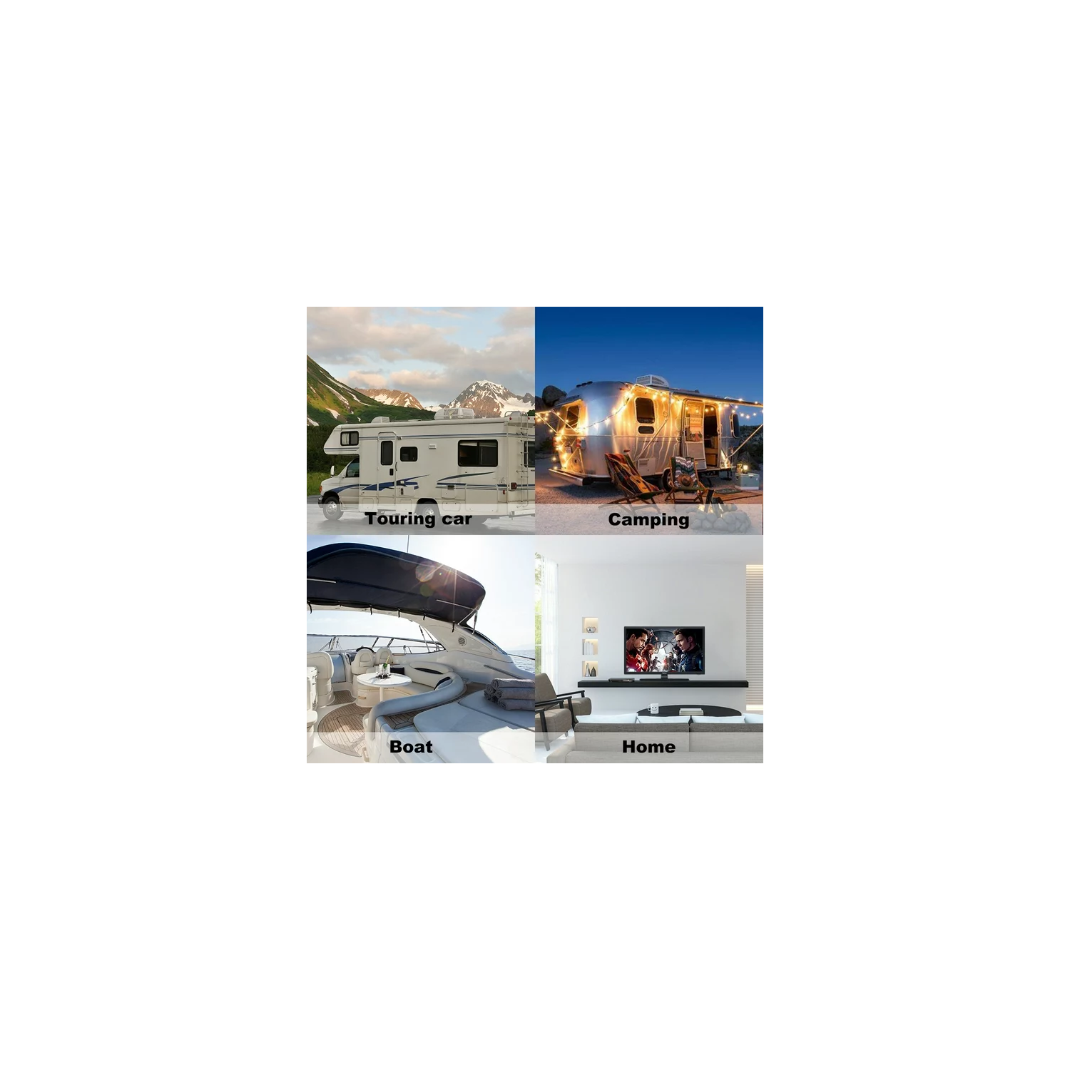 Sylvox 24&nbsp;po RV TV, télévision c.c. 12 V, TV VR HD intégrale 1080P avec lecteur dvd intégré, haut-parleur haute fidélité et radio FM