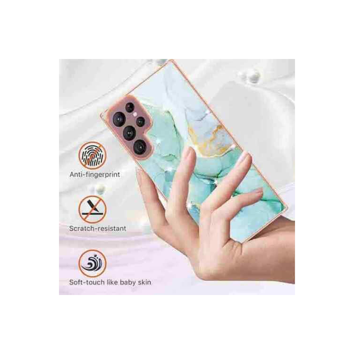 [SuperShield]pour Samsung Galaxy S22 TPU étui souple Slim Cute Men Lady silicone antichoc étui marbré - Rose avec protecteur d'écran en verre trempé