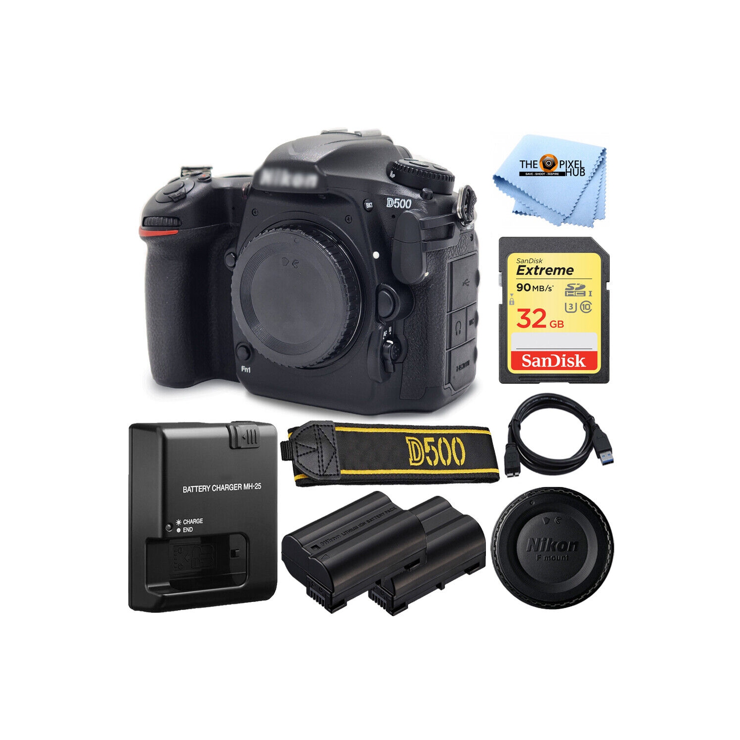 Nikon D500 20.9 MP 4K WiFi DSLR Camera (Body Only) + EXT BATT + Sandisk 32GB SD