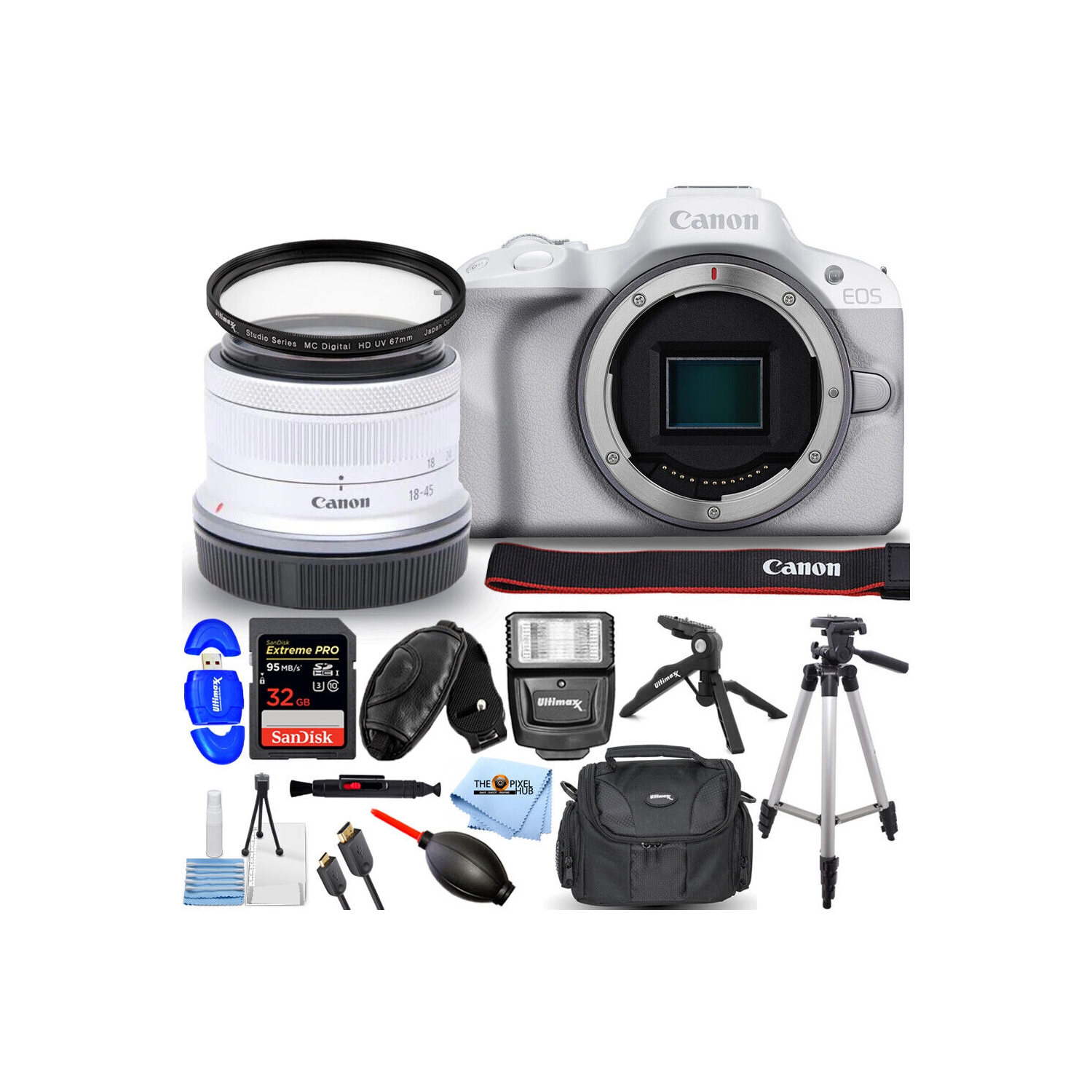 Canon EOS R50 Mirrorless Camera with 18-45mm Lens 5812C012 - 14PC Bundle