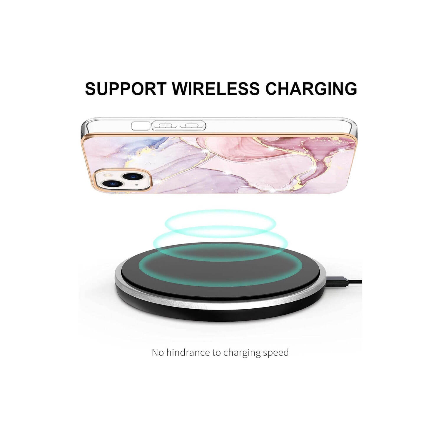 [SuperShield]pour Apple iPhone 14 Pro Max TPU étui souple Slim cute hommes femmes silicone antichoc étui fleur - Rose avec protecteur d'écran en