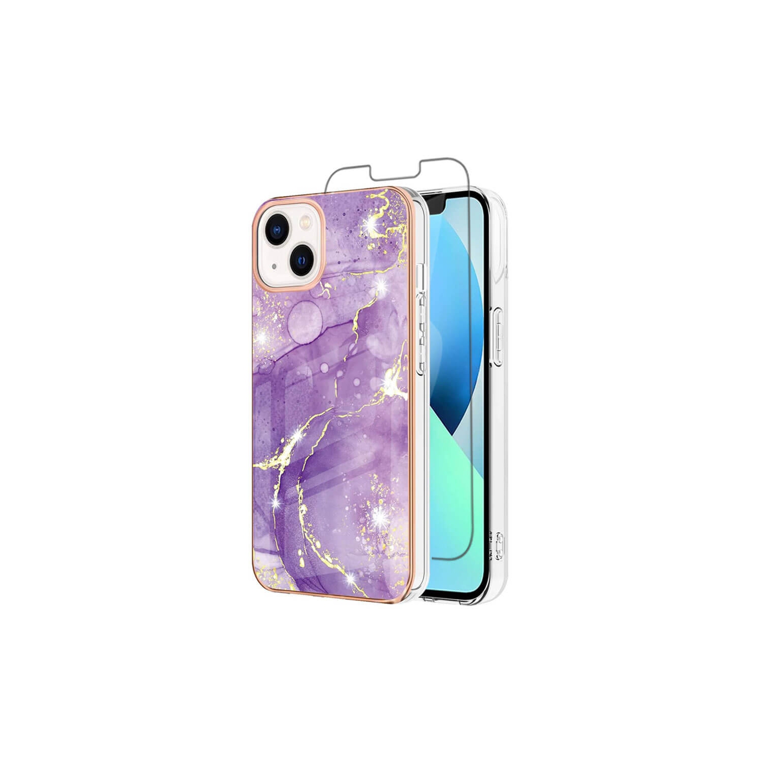 【SuperShield】For Apple iPhone 14 Pro Max TPU Soft Case Slim Cute Men Women Lady Silicone Shockproof Protective Flower Case - Purple With Free