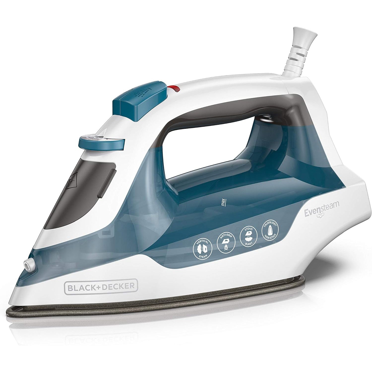 Black + Decker - Easy Steam Iron with Non-Stick Soleplate, 1200 Watts, Blue