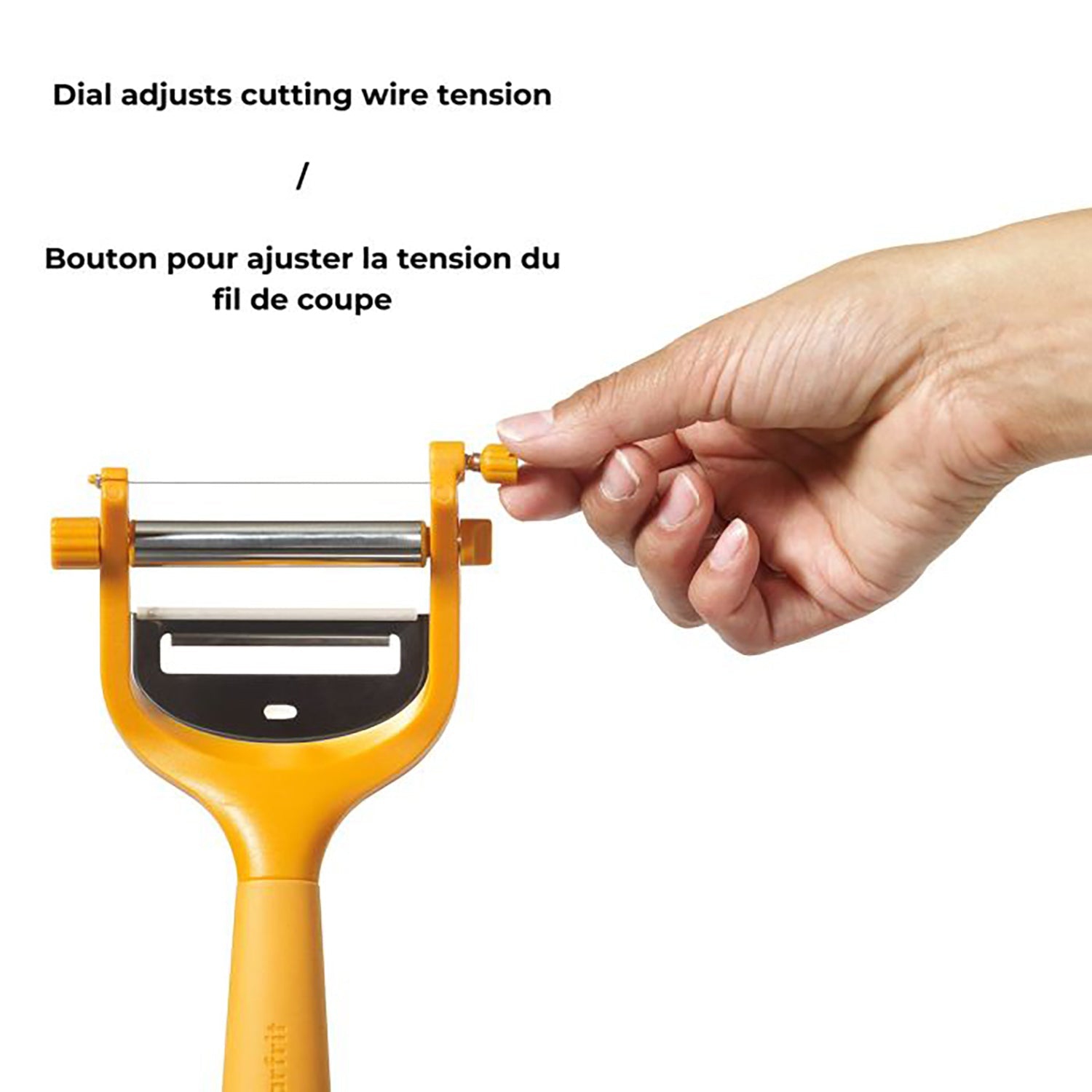 Starfrit – tranche-fromage réglable 2 en 1, assiette en acier inoxydable, lavable au lave-vaisselle, orange