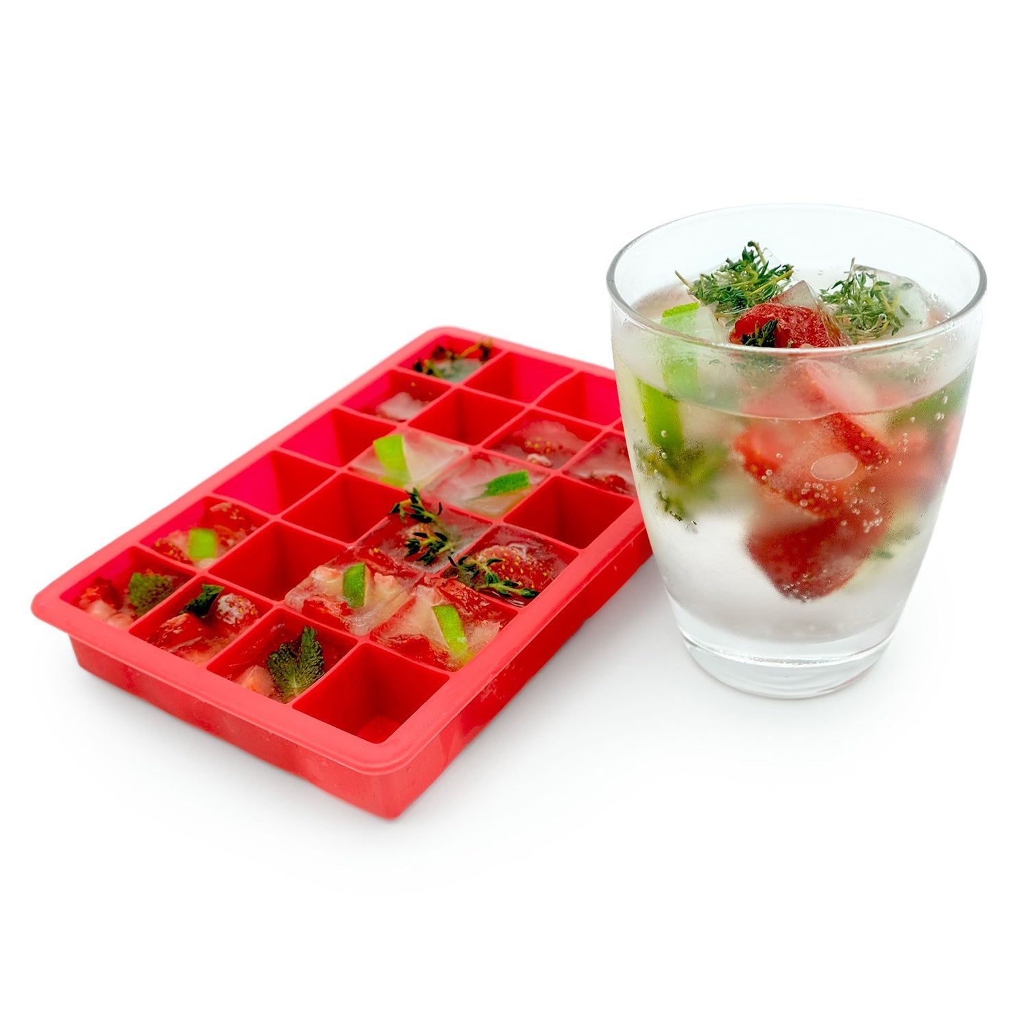 Starfrit - Set of 2 Soft Silicone Ice Cube Molds, 24 Cube Capacity, Red