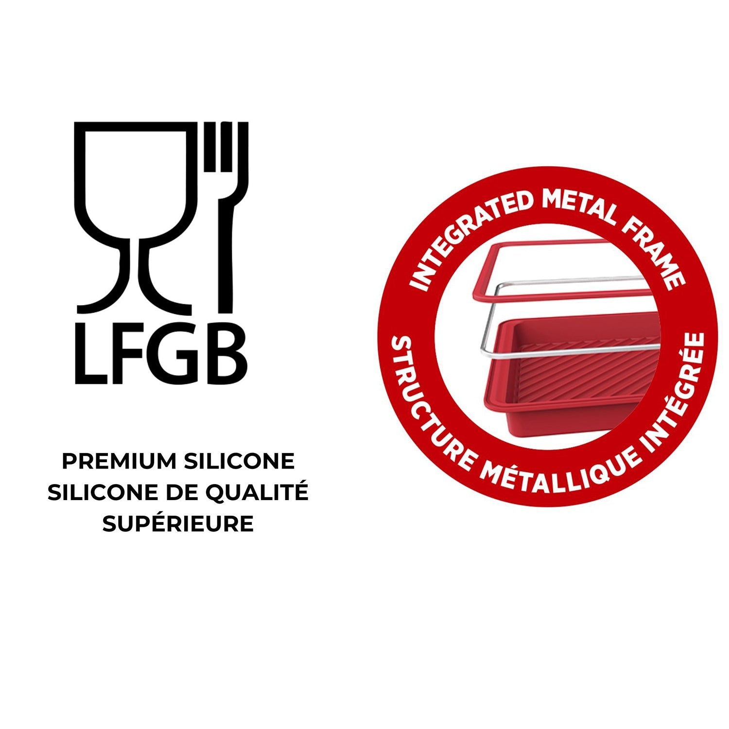 Starfrit – Ensemble de 2 plats de cuisson en silicone souple, va au lave-vaisselle, rouge