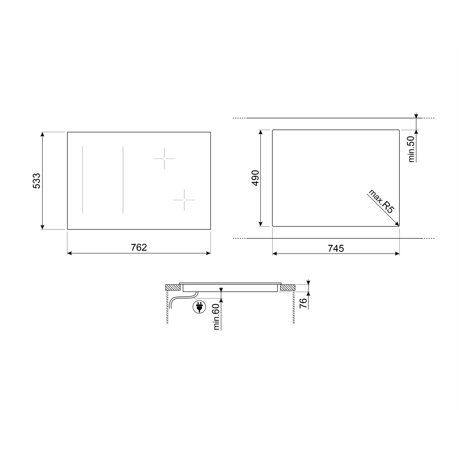 Smeg 30" 4-Element Induction Cooktop - Black
