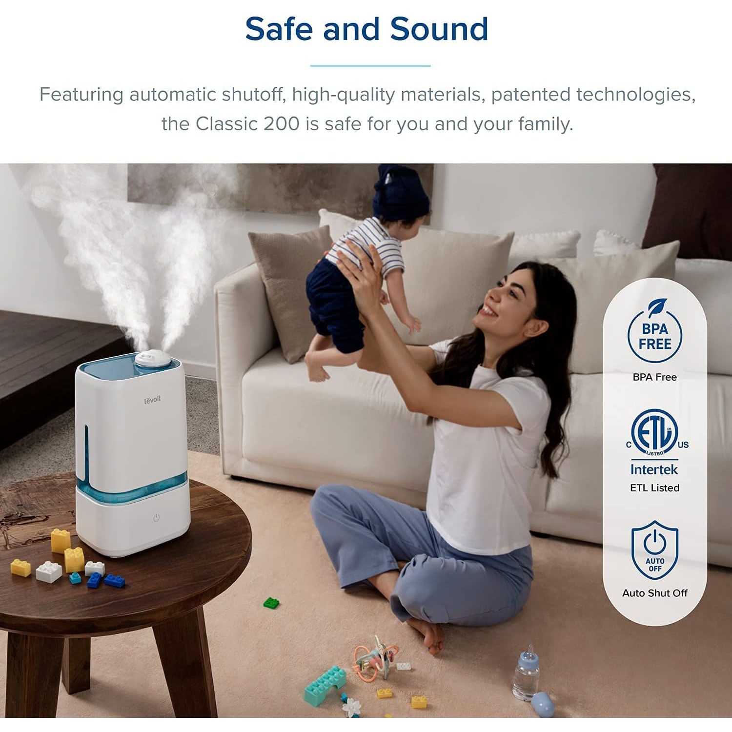 LEVOIT Humidifier for Bedroom, 4L Cool Mist Humidifiers for Plants, Baby Nursery with Essential Oil Tray, Quiet Operation, BPA Free, Last Up to 40h,