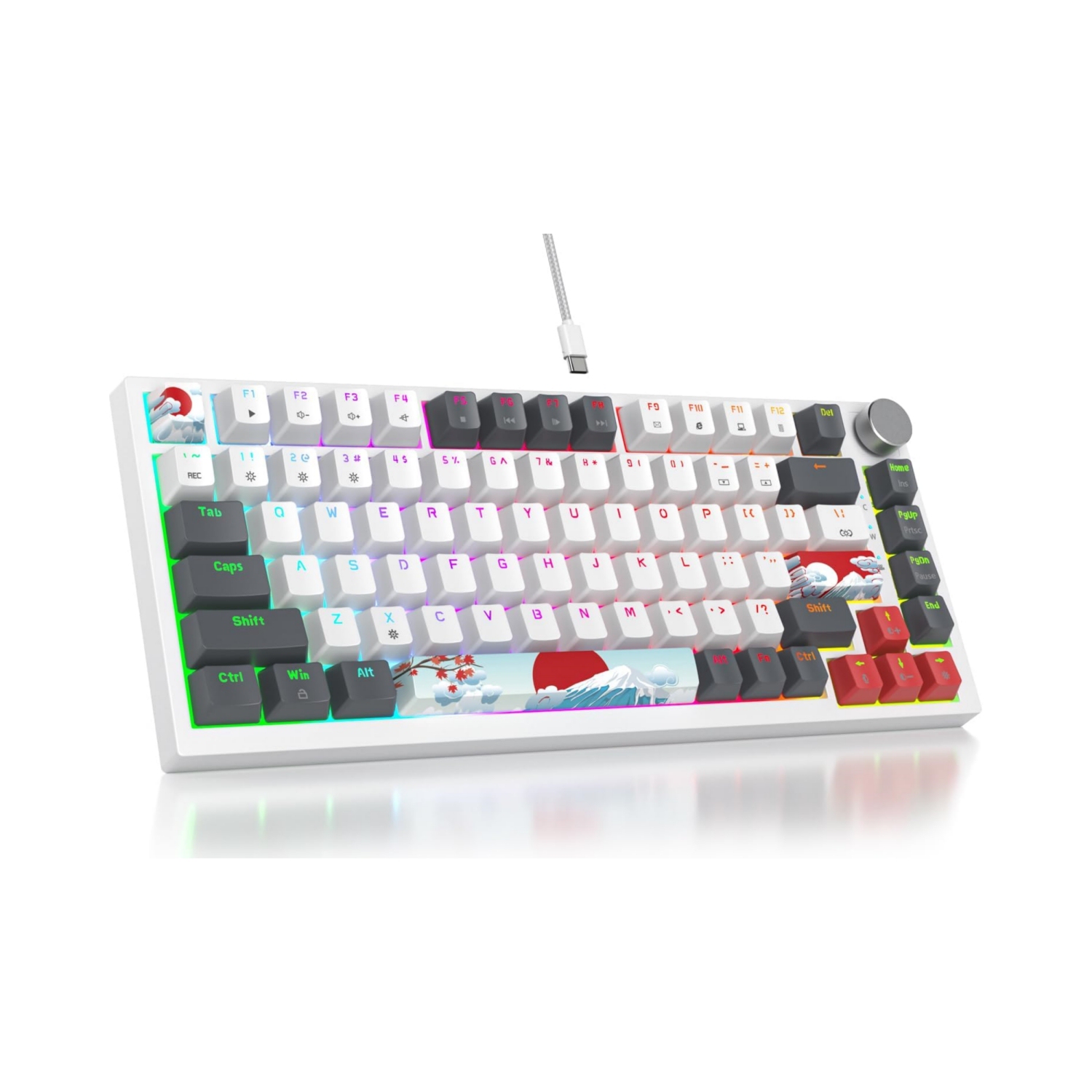 Wired 75% Percent Mechanical Keyboard, Hot Swappable, Red Switch, TKL Mechanical Keyboard, Gasket Mount, RGB Backlit Compact Gaming Keyboard with