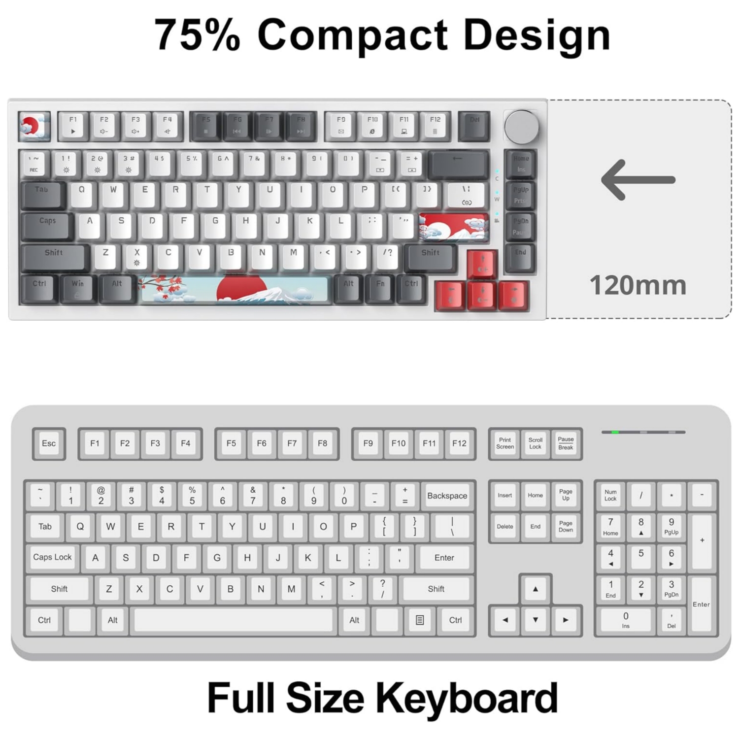 Wired 75% Percent Mechanical Keyboard, Hot Swappable, Red Switch, TKL Mechanical Keyboard, Gasket Mount, RGB Backlit Compact Gaming Keyboard with