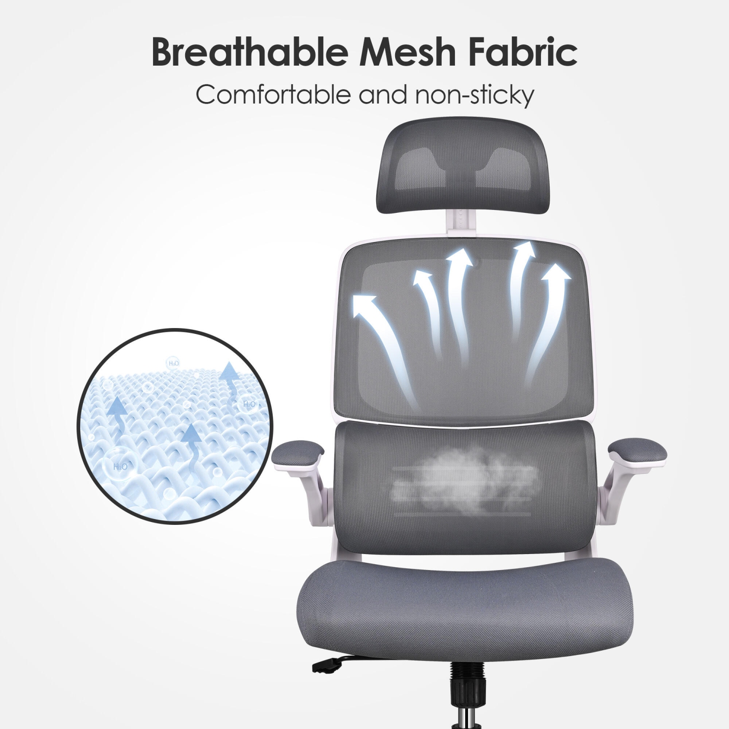 Ergonomic Home Office Chair with Lumbar Support and Flip-up Armrests ,Desk Chair Task Chair Computer Chair up to 275lbs - Grey