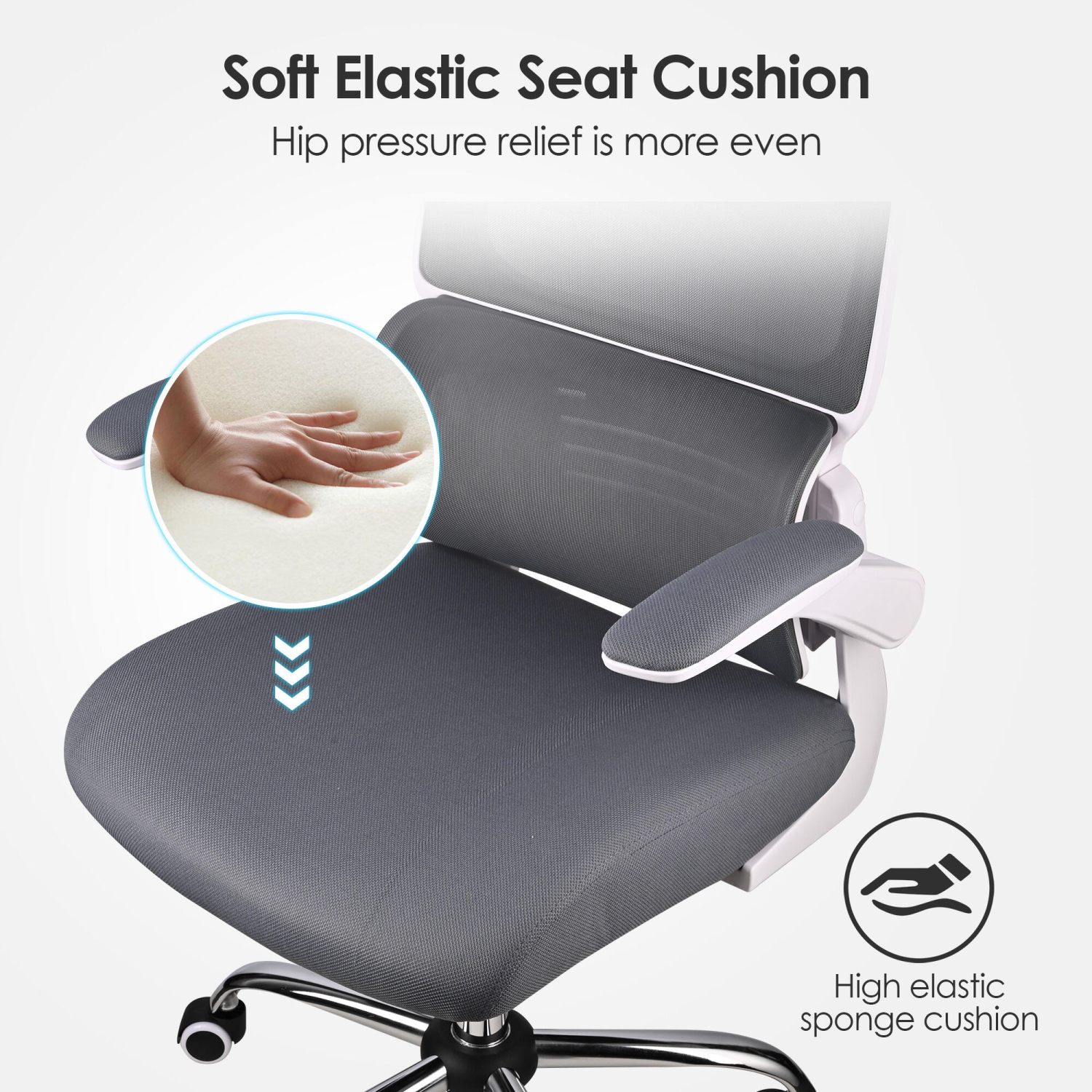 Ergonomic Home Office Chair with Lumbar Support and Flip-up Armrests ,Desk Chair Task Chair Computer Chair up to 275lbs - Grey