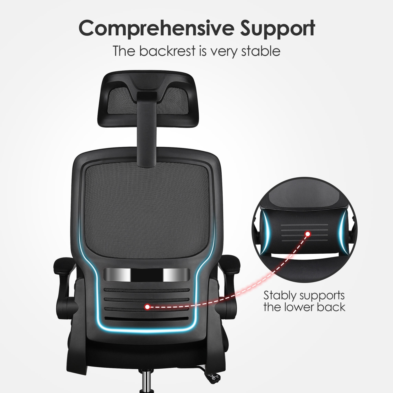 High Back Ergonomic Office Chair with Adjustable Headrest, Desk Chair Task Chair Computer Chair with Lumbar Support and 90° Flip-up Armrests