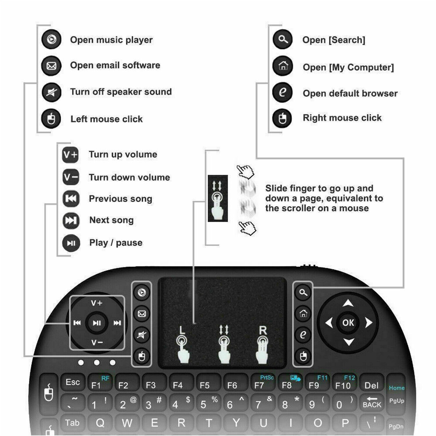Wireless Mini Keyboard Remote Control Touchpad For Smart TV Android TV Box PC 2.4GH