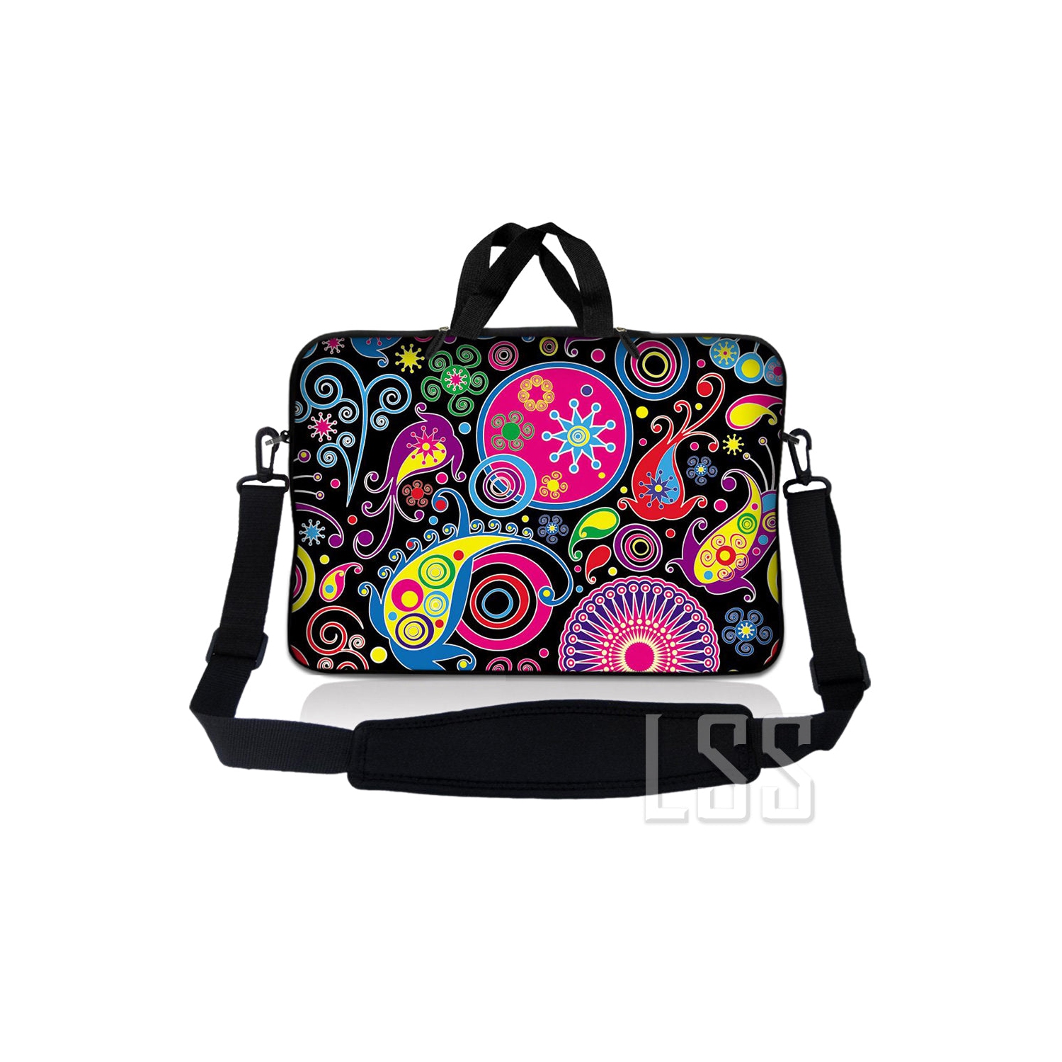 Étui de transport en néoprène avec poignée et bandoulière réglable pour portable - Art Design - Boutique 14 - 14,9&nbsp;po