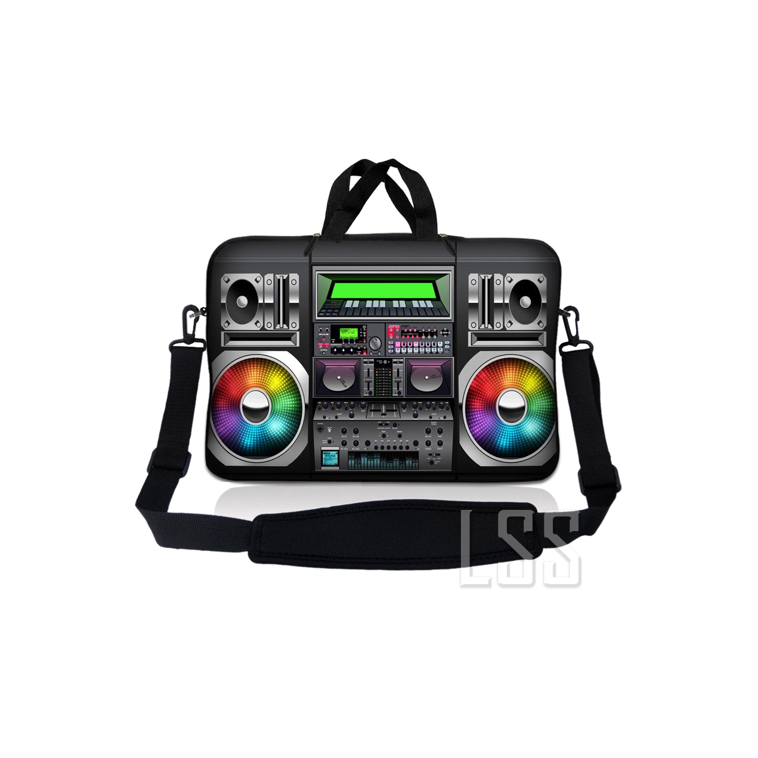 Laptop Skin Shop 8-10.2 inch Neoprene Laptop Sleeve Bag Carrying Case with Handle and Adjustable Shoulder Strap - Boom Box Design