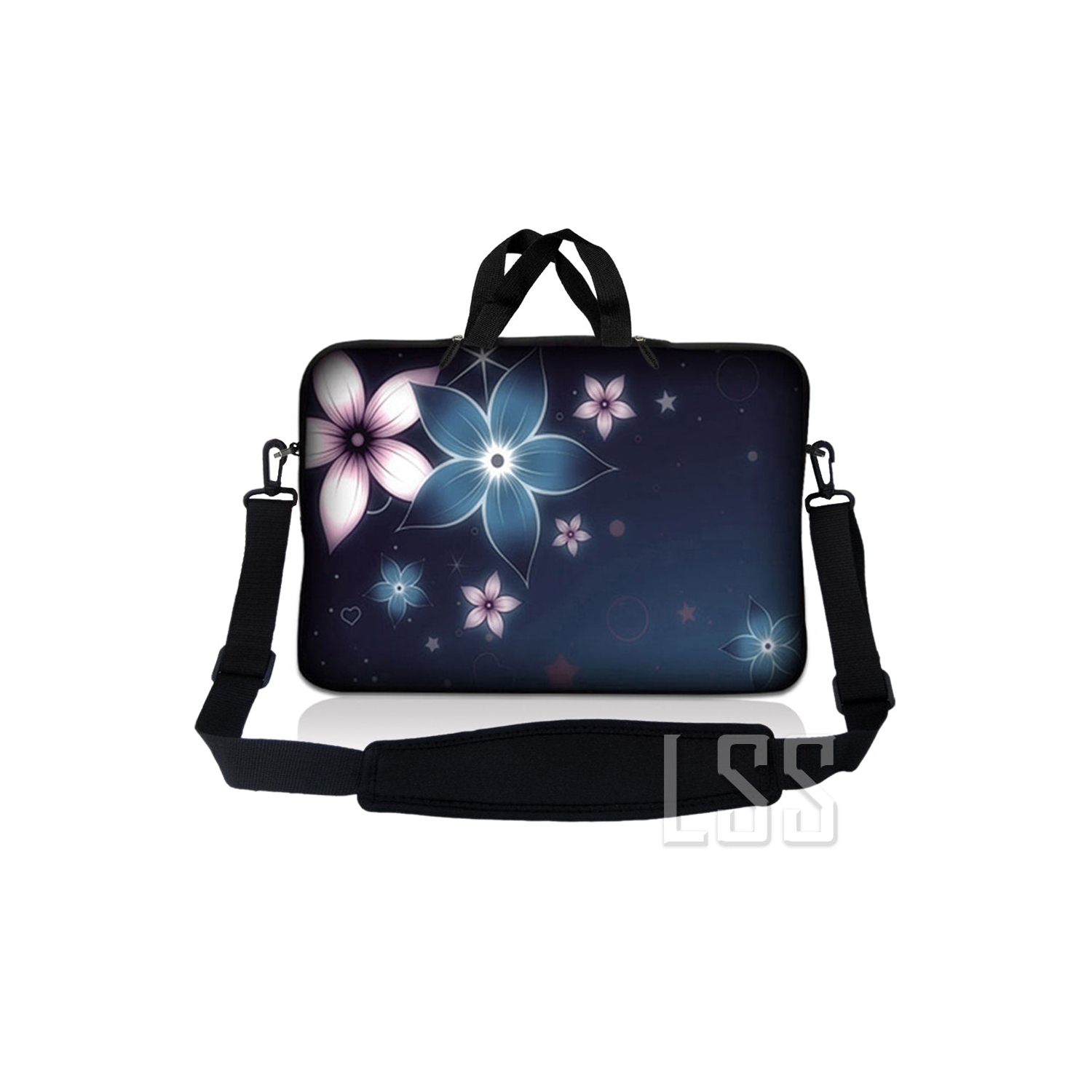 Laptop Skin Shop 17-17.3 inch Neoprene Laptop Sleeve Bag Carrying Case with Handle and Adjustable Shoulder Strap - Plumeria Flower Floral