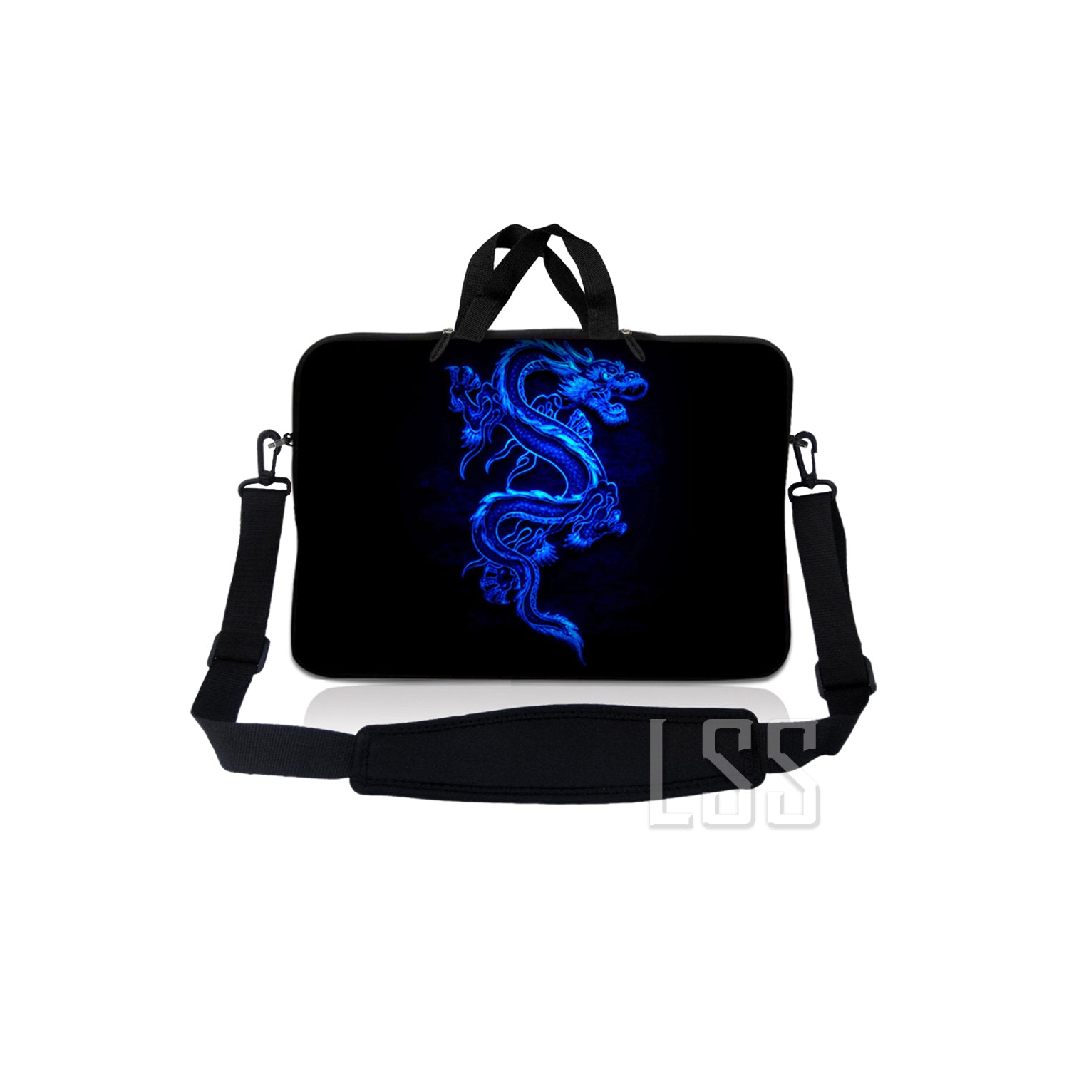 Laptop Skin Shop 12 - 13.3 inch Neoprene Laptop Sleeve Bag Carrying Case with Handle and Adjustable Shoulder Strap - Blue Dragon