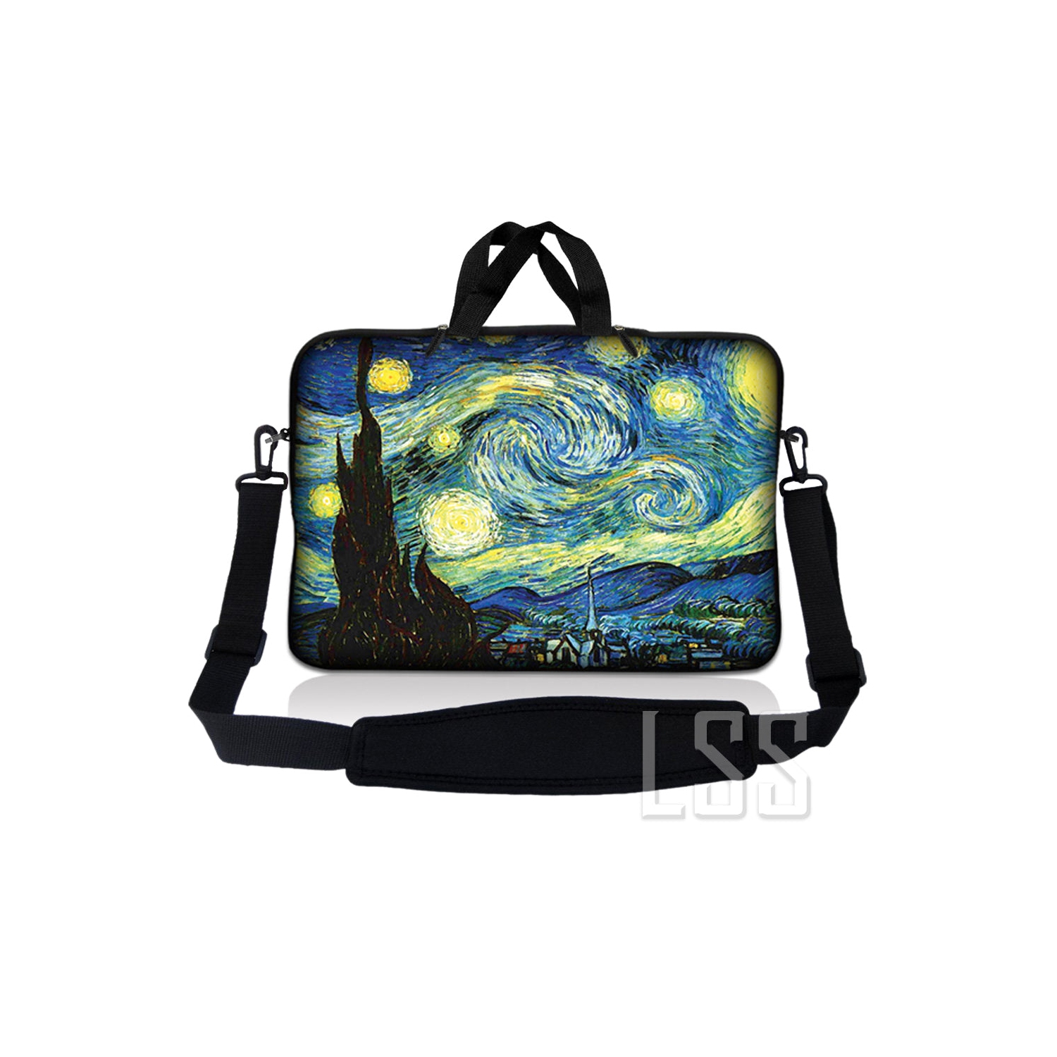 Laptop Skin Shop 17-17.3 inch Neoprene Laptop Sleeve Bag Carrying Case with Handle and Adjustable Shoulder Strap - Starry Night