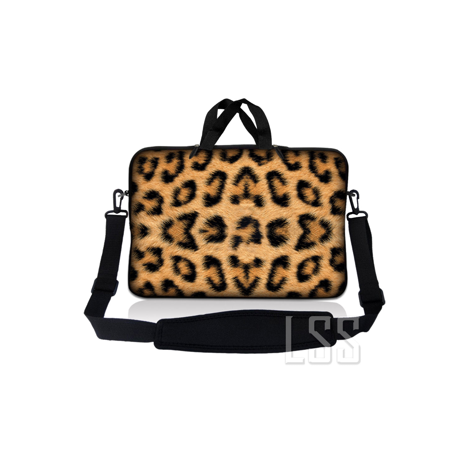 Laptop Skin Shop 8-10.2 inch Neoprene Laptop Sleeve Bag Carrying Case with Handle and Adjustable Shoulder Strap - Leopard Print