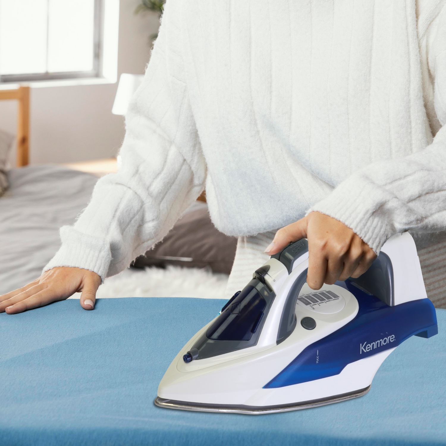 Kenmore Digital Power Steam Iron For Clothes, Stainless Steel Soleplate, Digital Temperature Control, 9 Fabric Presets, 1725W, Vertical Garment