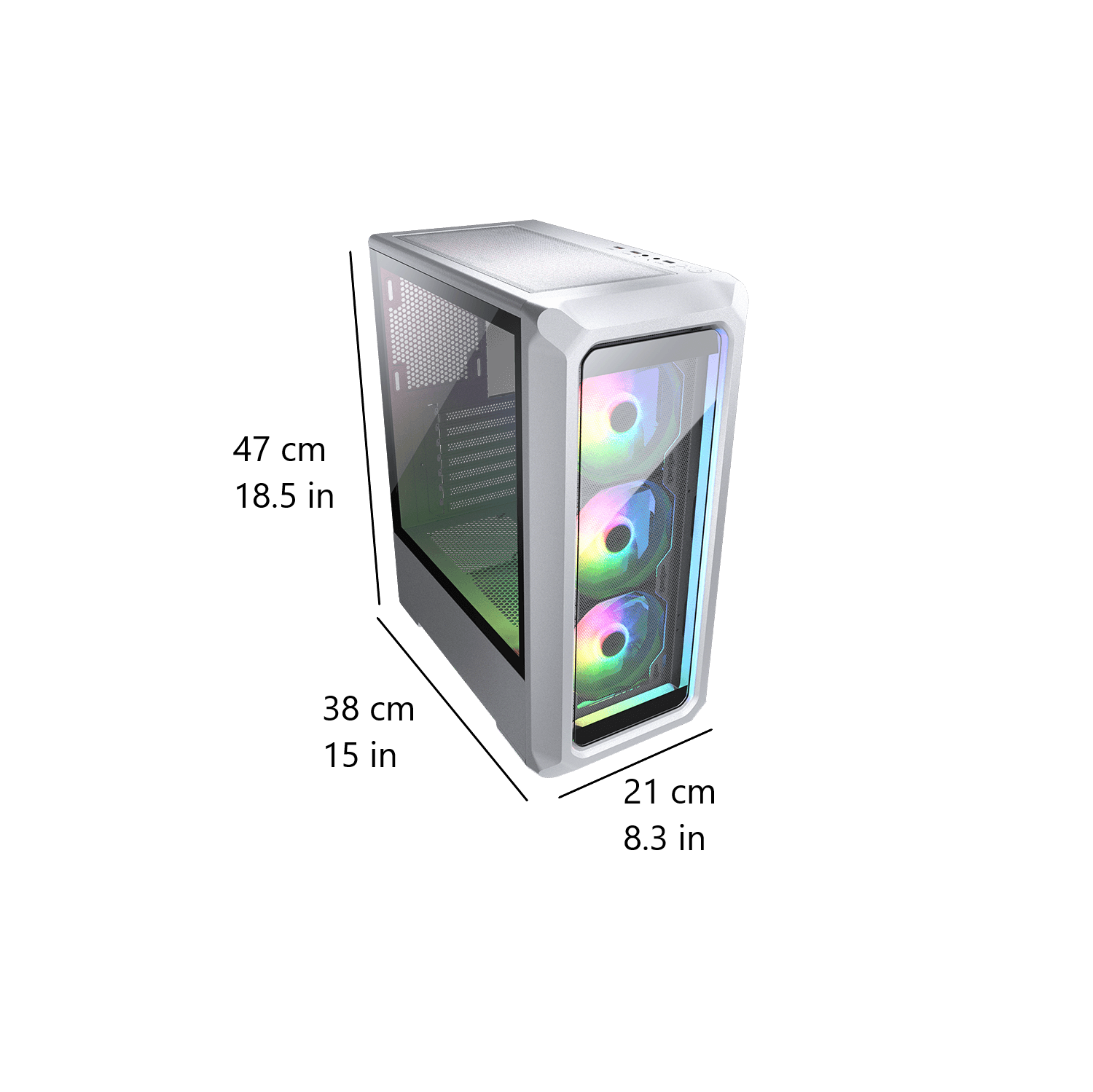 Cougar – Boîtier d'ordinateur mi-tour ATX ARCHON 2 RGB, panneau latéral en verre trempé, 3 ventilateurs 120&nbsp;mm ARGB préinstallés, blanc