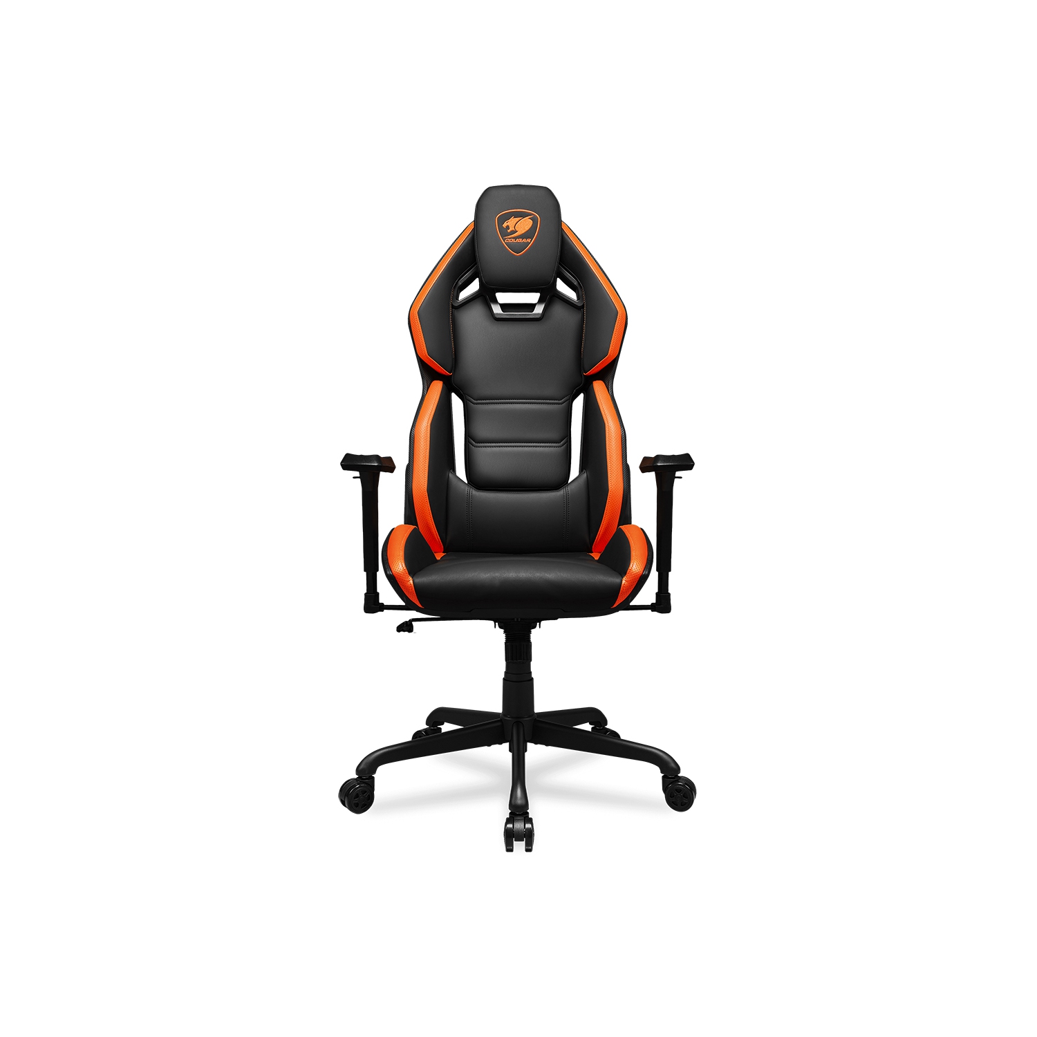 Cougar Hotrod Office Gaming Chair - Ergonomic, High Back Premium Breathable PVC Leather Reclining Backrest Headrest & Lumbar Cushions, Orange/Black
