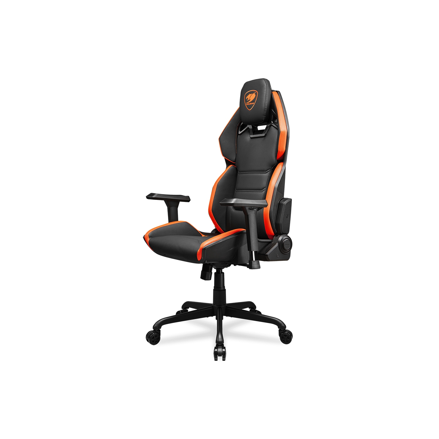 Cougar Hotrod Office Gaming Chair - Ergonomic, High Back Premium Breathable PVC Leather Reclining Backrest Headrest & Lumbar Cushions, Orange/Black
