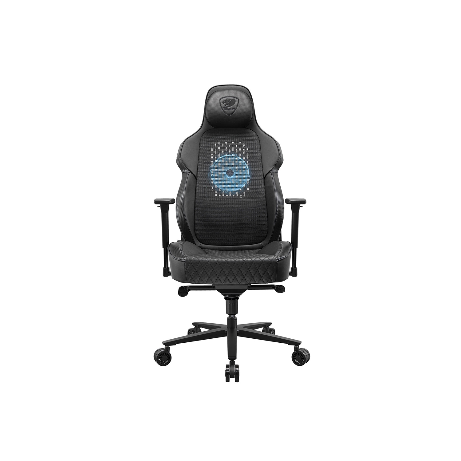 Fauteuil de jeu de bureau 200&nbsp;mm de Cougar NxSys Ventilateur RVB – Fauteuil de jeu ergonomique en cuir PVC respirant haut de gamme avec dossier