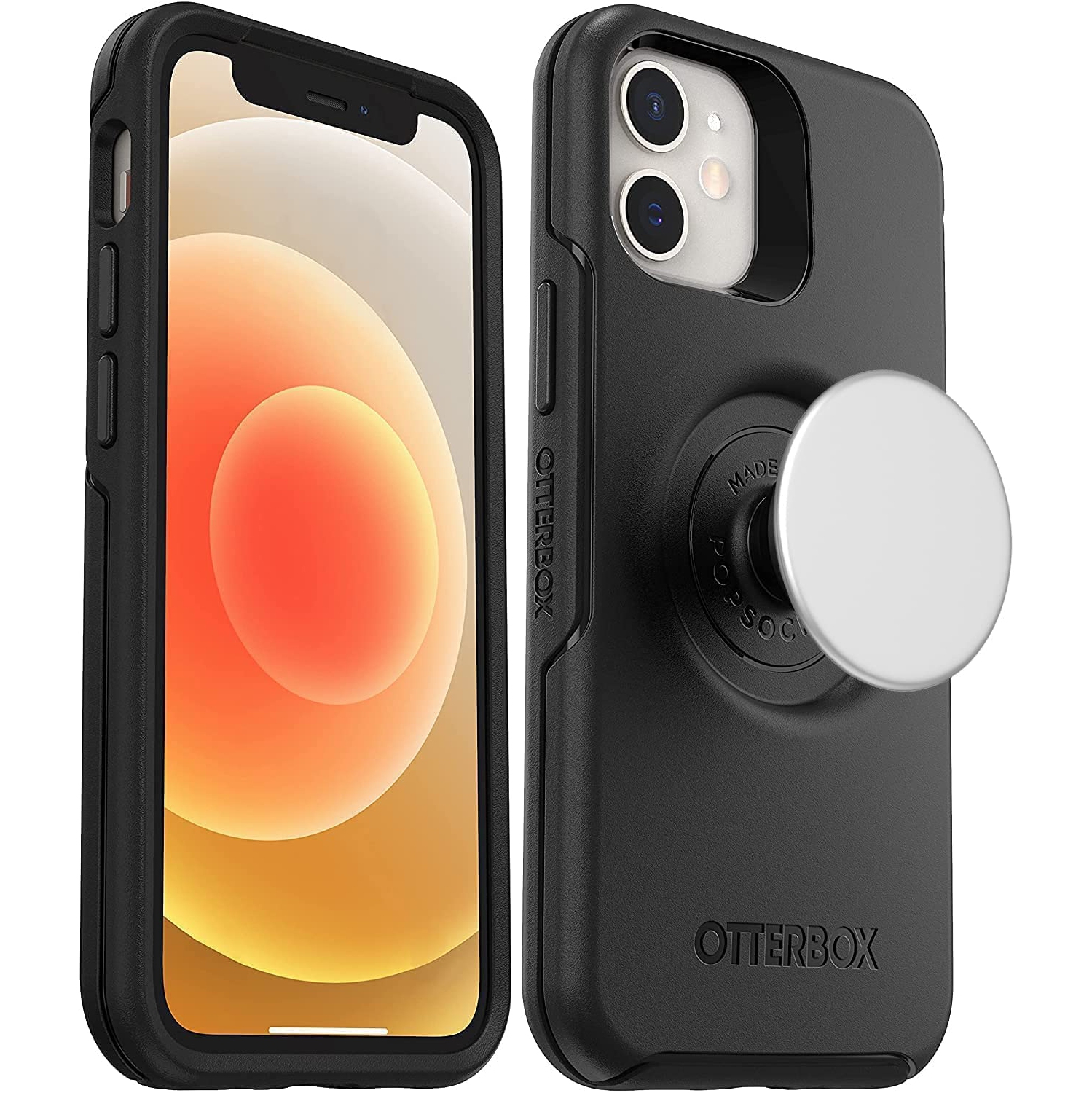 OtterBox Otter + POP Symmetry Series Case for iPhone 12 Mini - Black with Aluminum Space Grey PopTop