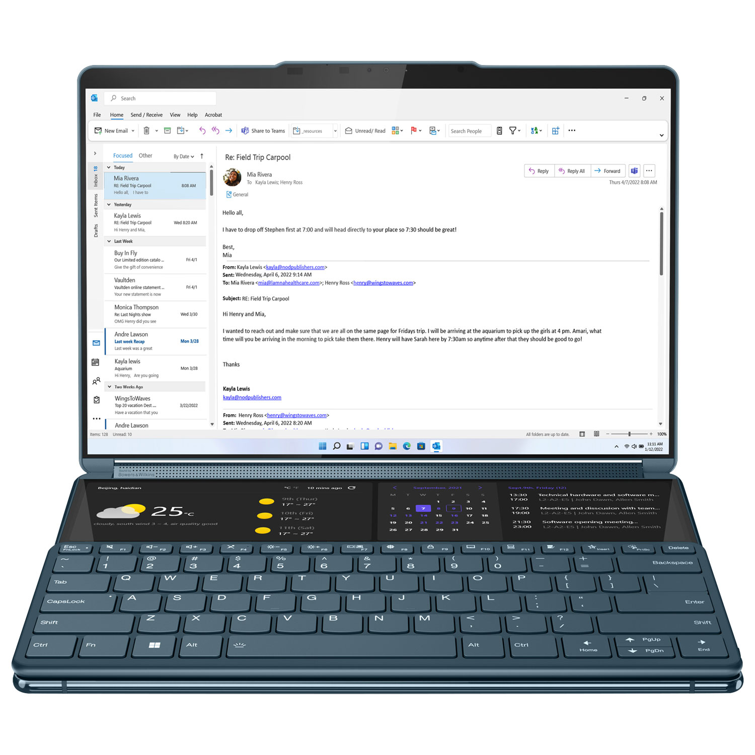 Portable à écran tactile de 13 po Yoga Book 9i de Lenovo - Bleu sarcelle