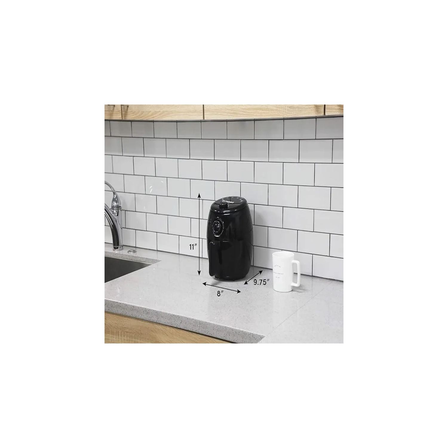 Friteuse à air chaud électrique Elite Gourmet EAF-0201 2,1 pintes - cuisson saine sans huile, commandes de minuterie et de température | économie