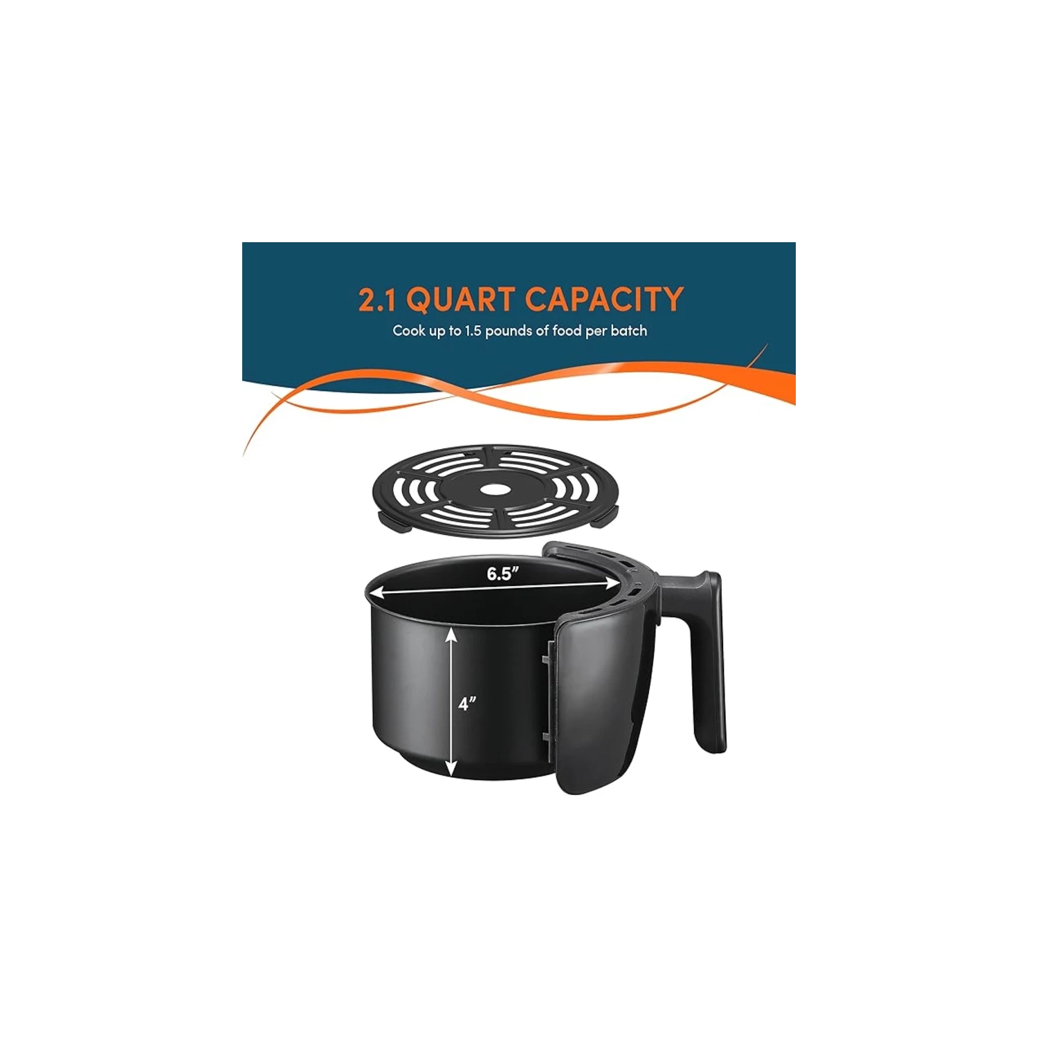 Friteuse à air chaud électrique Elite Gourmet EAF-0201 2,1 pintes - cuisson saine sans huile, commandes de minuterie et de température | économie