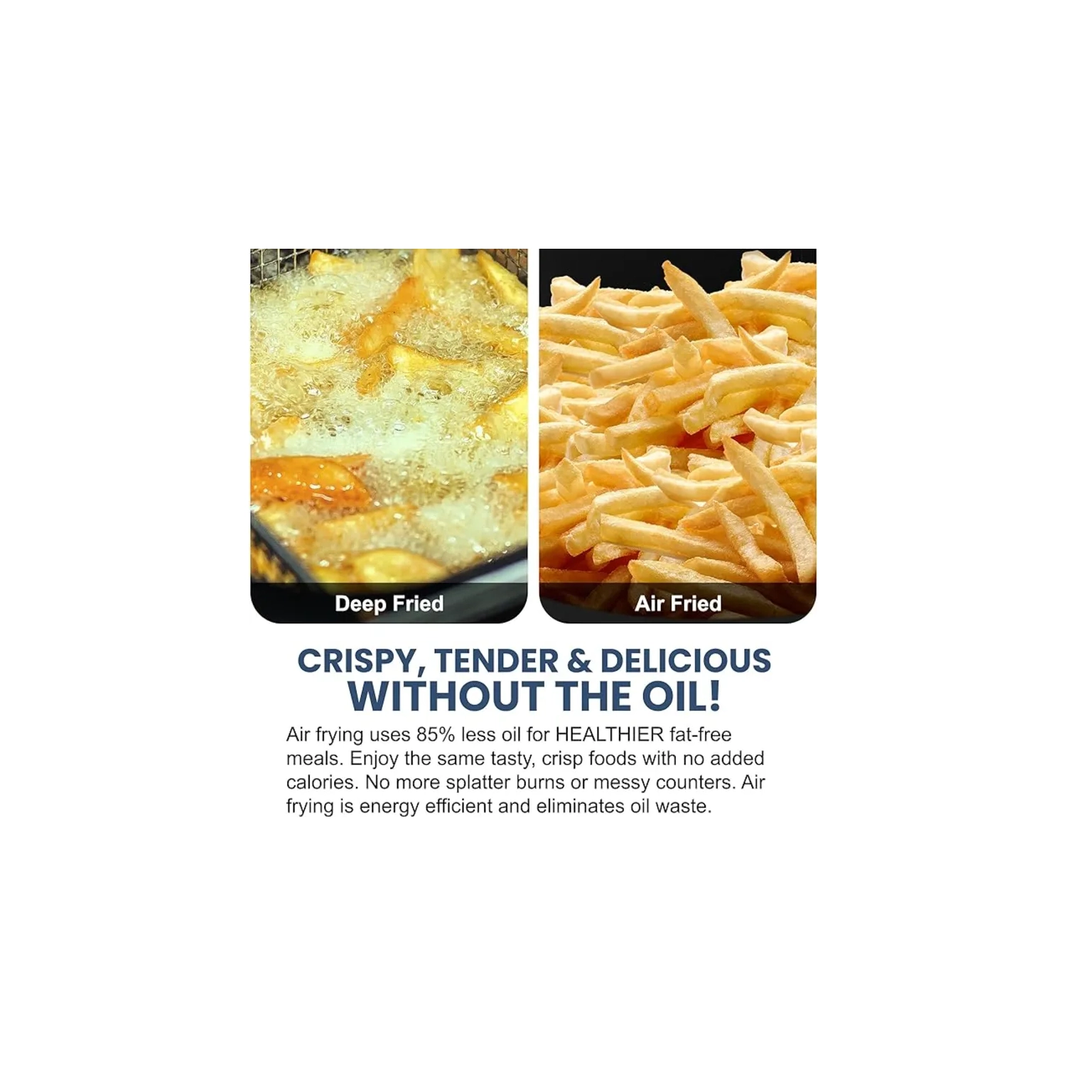 Friteuse à air chaud électrique Elite Gourmet EAF-0201 2,1 pintes - cuisson saine sans huile, commandes de minuterie et de température | économie