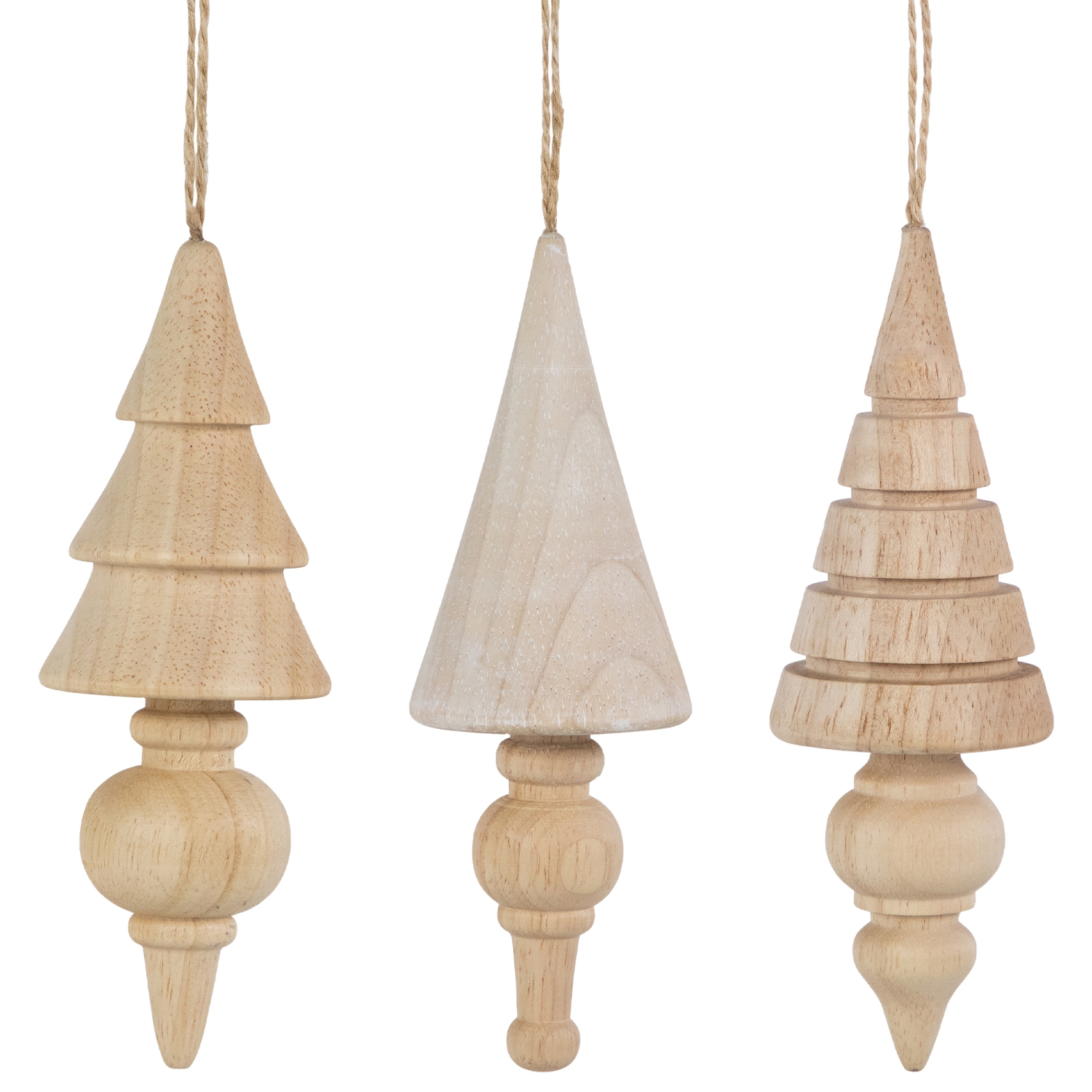 Ensemble de 3 décorations de Noël en bois, arbres naturels, 5,5 po