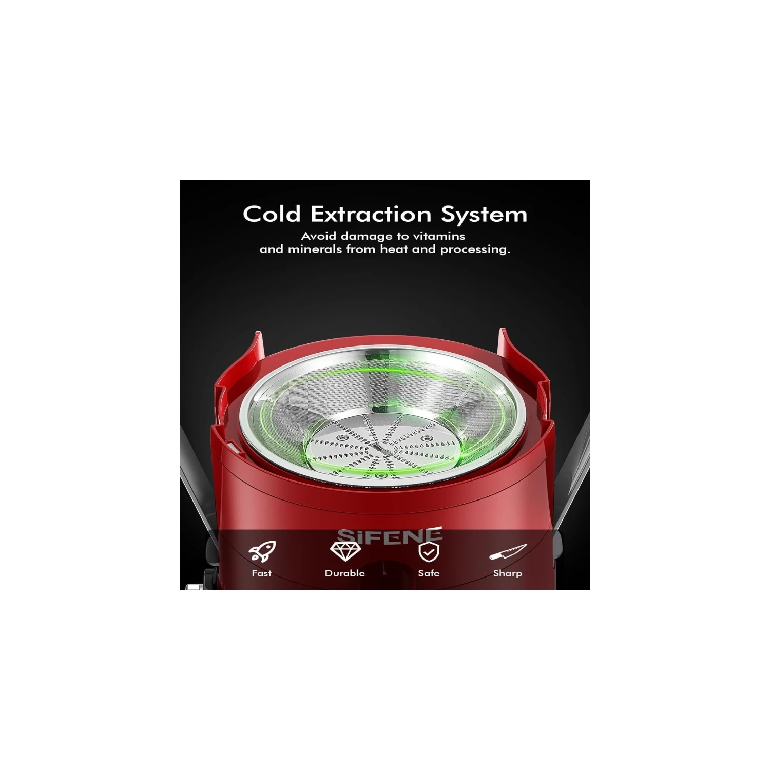Centrifugeuse haute vitesse | grande goulotte de 2,5 po | commande à 3 vitesses | technologie à pression à froid | nettoyage facile | sans BPA |