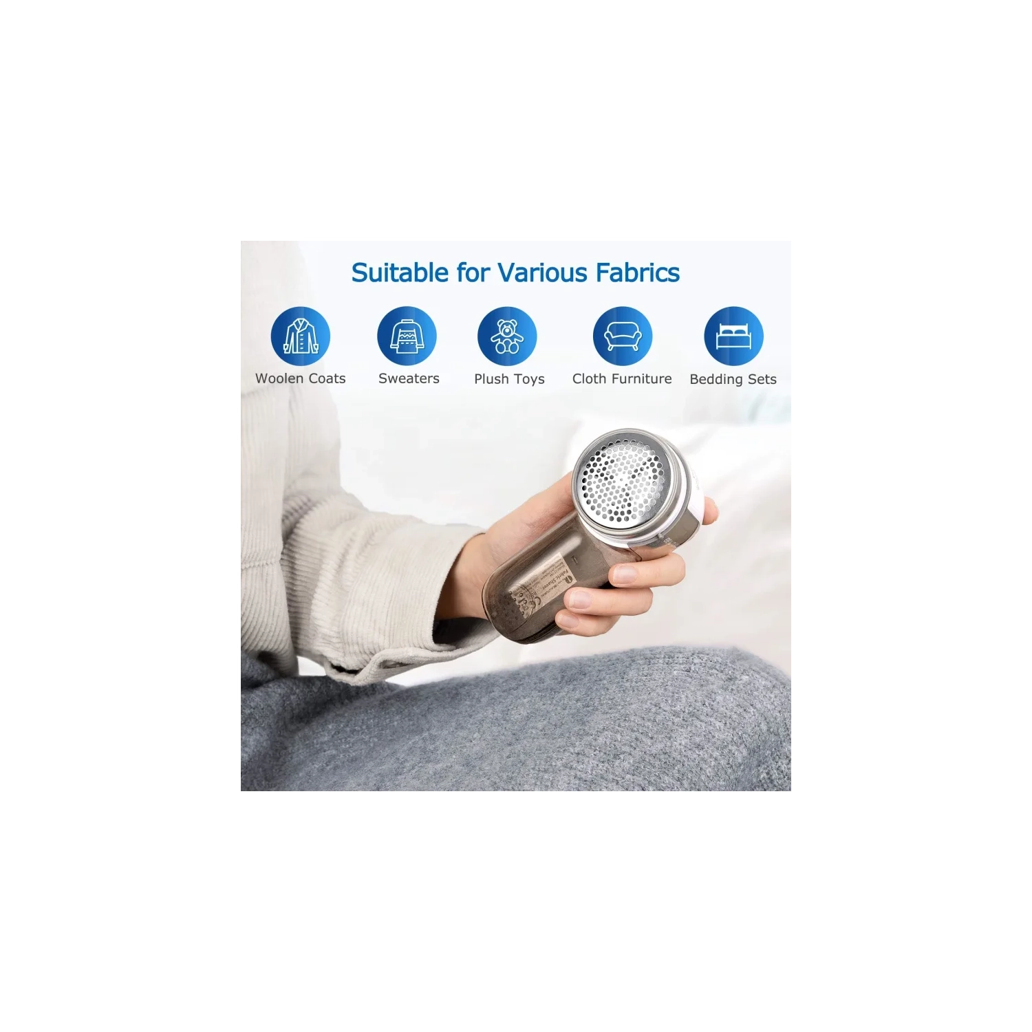 2-Speed Fabric Shaver & Sweater Defuzzer | 2 Replaceable Stainless Steel Blades | Battery Operated