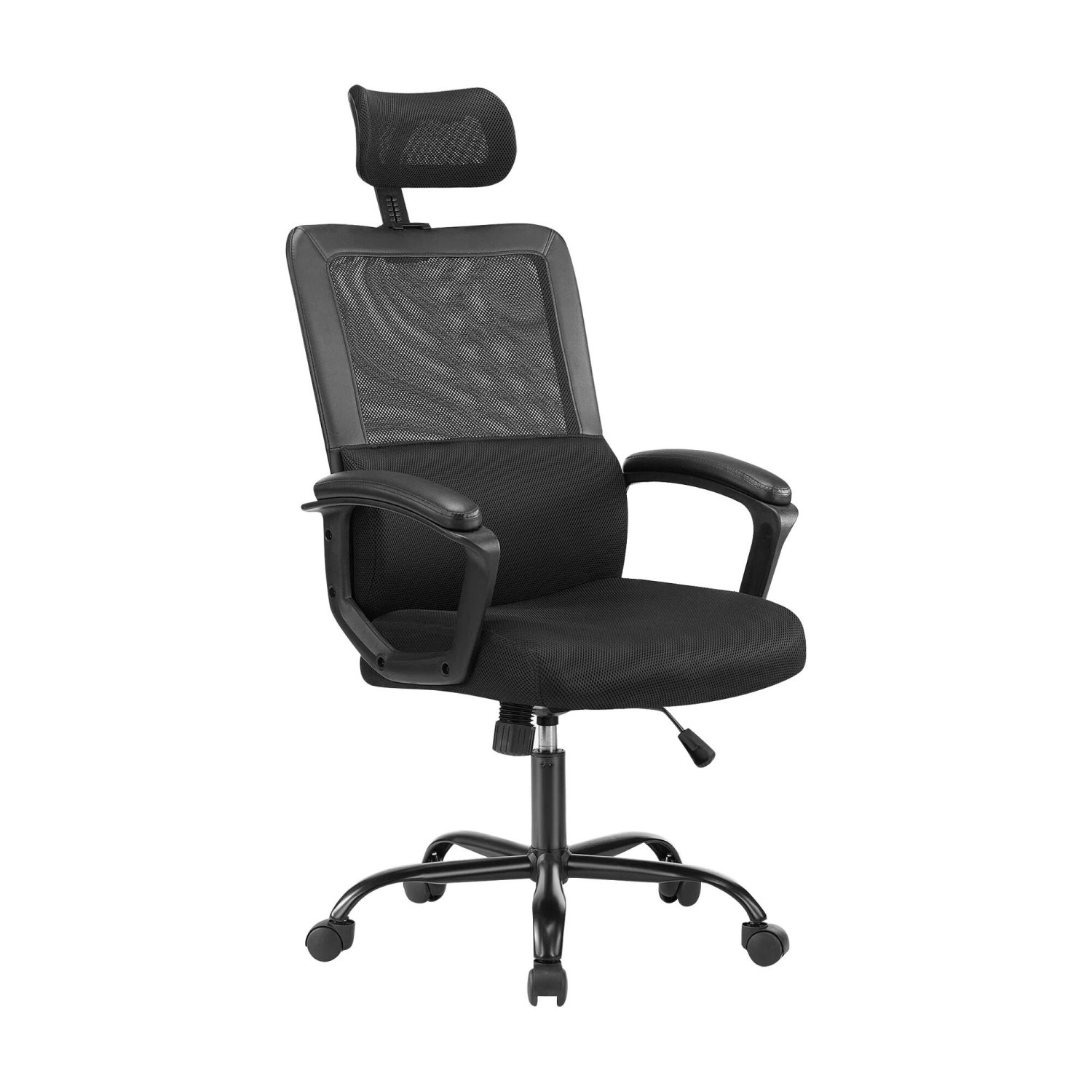Mesh Ergonomic Office Chair with Adjustable Headrest Lumbar Support Soft Armrest, High Back Swivel Executive Computer Desk Chair