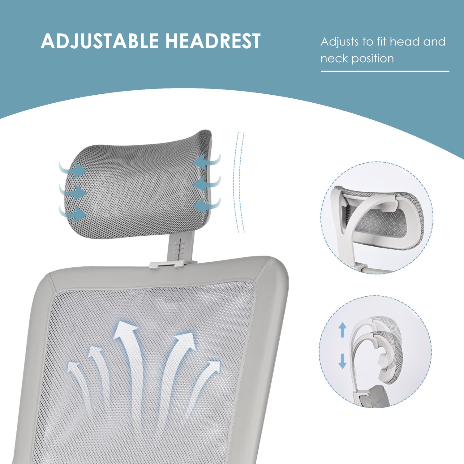 Ergonomic Office Chair with Adjutable Headrest and Lumbar Support, Height Adjustable Task Chair High Back Computer Chair Executive Desk Chair with