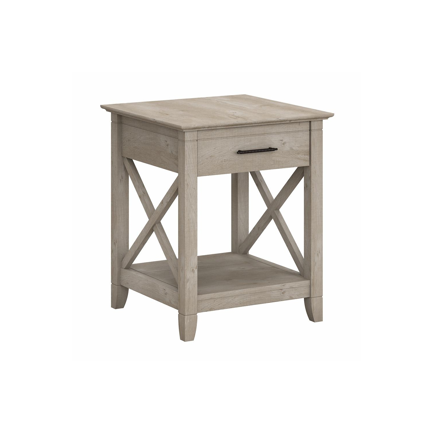 Bush Furniture Key West End Table with Storage in Washed Gray
