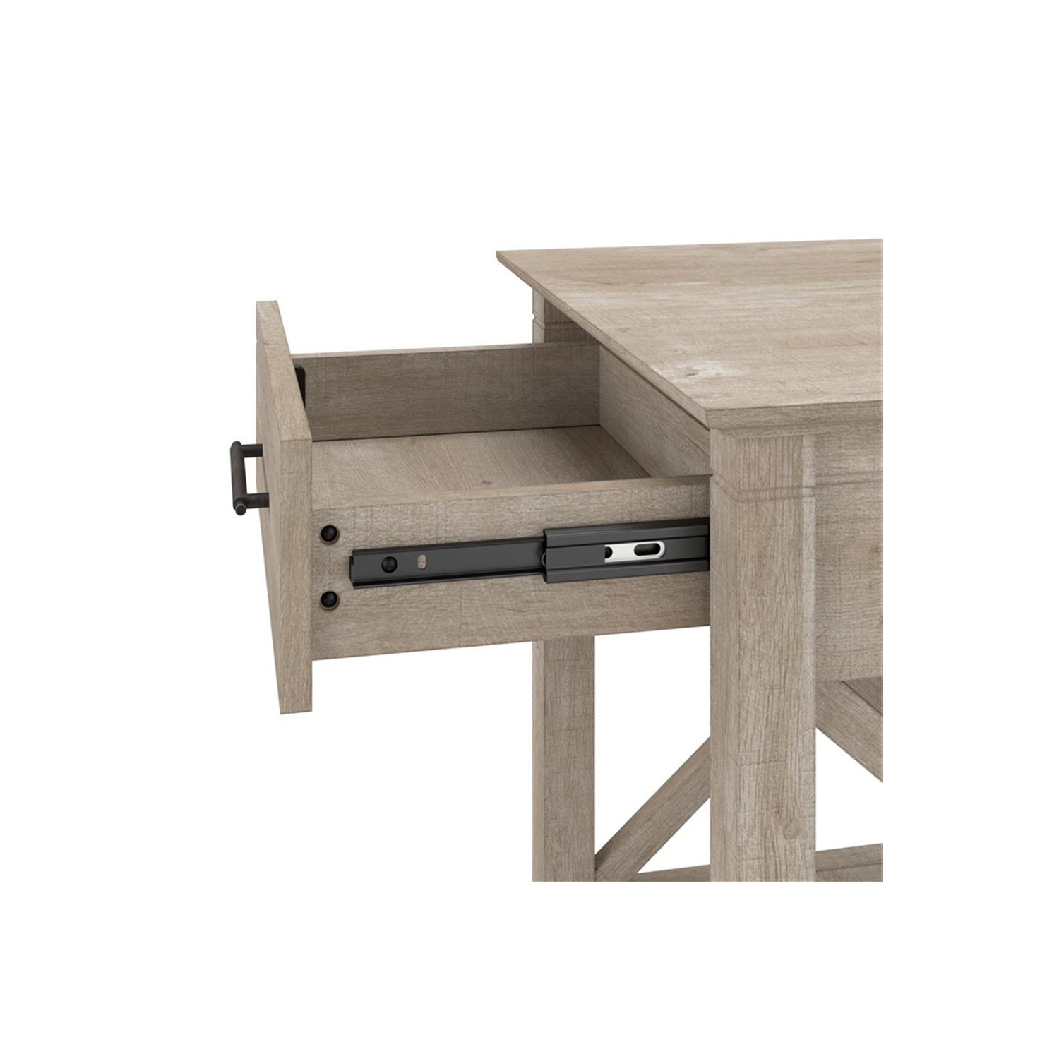 Bush Furniture Key West End Table with Storage in Washed Gray