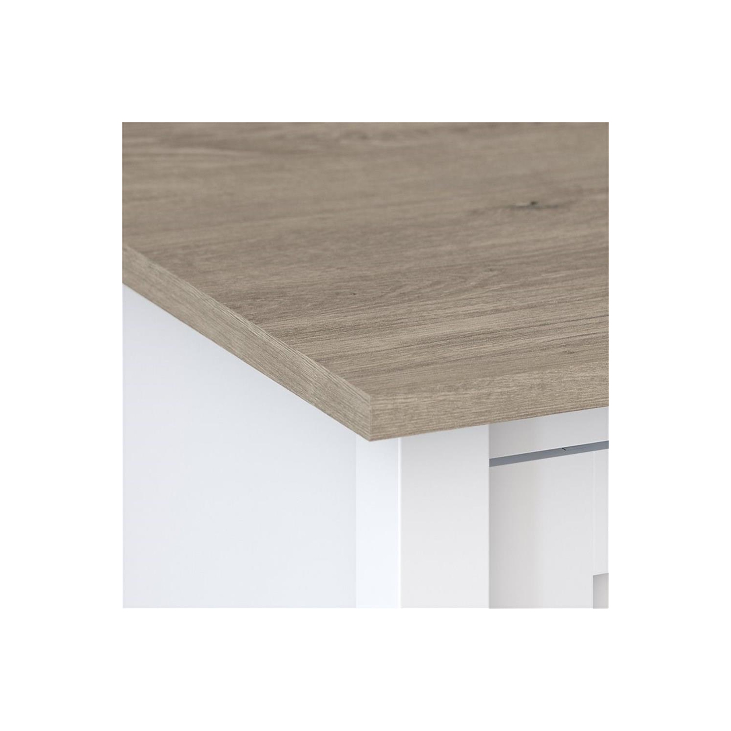 Bush Furniture – Classeur latéral Mayfield à 2 tiroirs, blanc pur et gris à feuillure