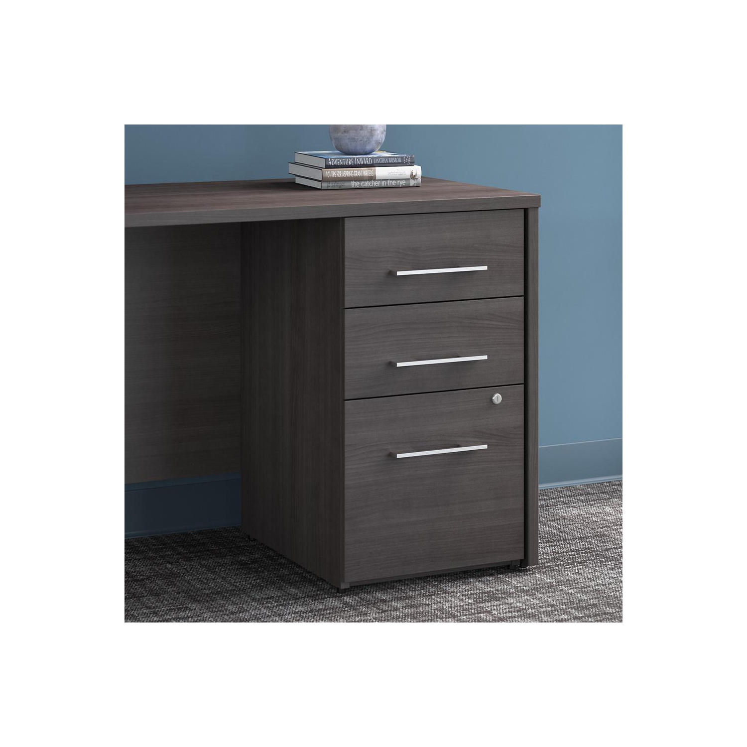 Bush Business Furniture Office 500 16W 3 Drawer File Cabinet - Assembled, Storm Gray