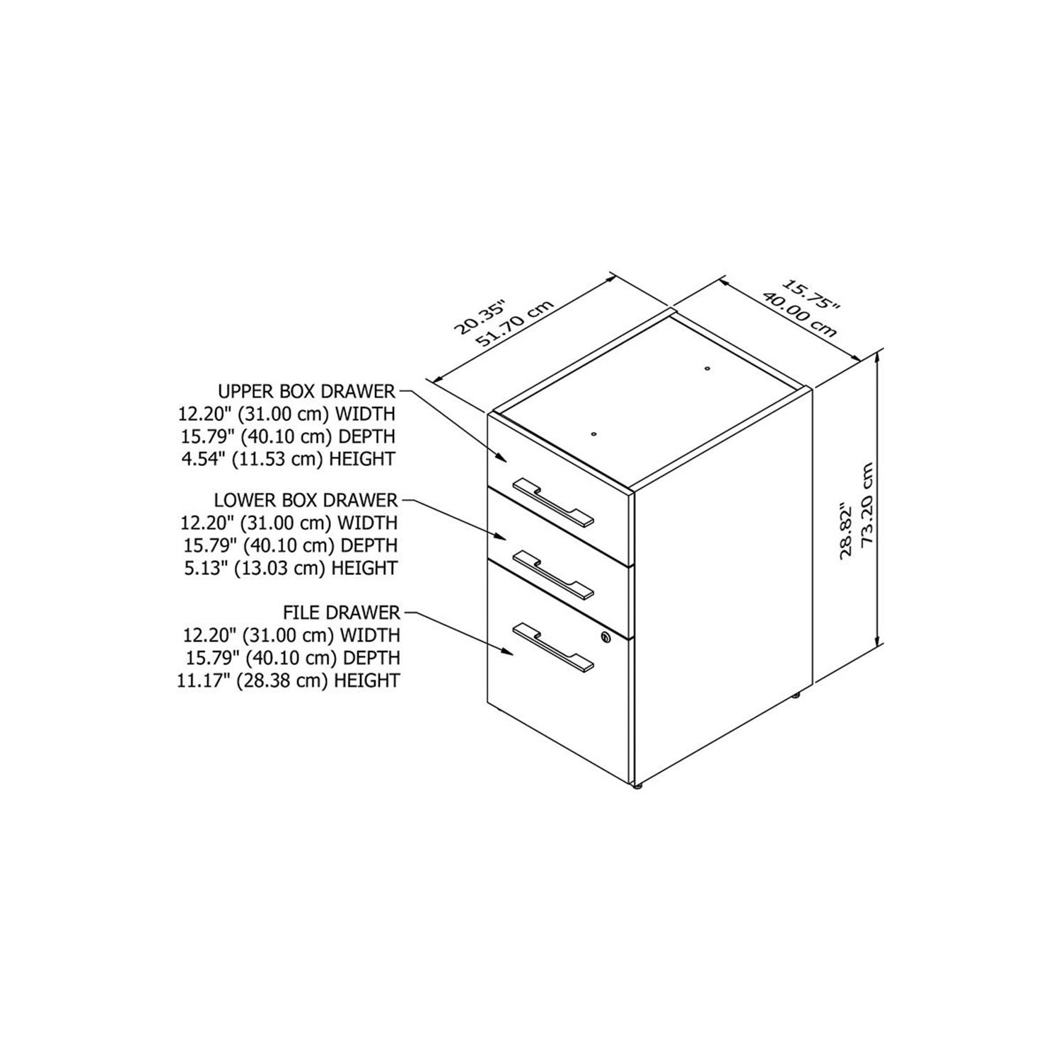 Bush Business Furniture Office 500 16W 3 Drawer File Cabinet - Assembled, Storm Gray