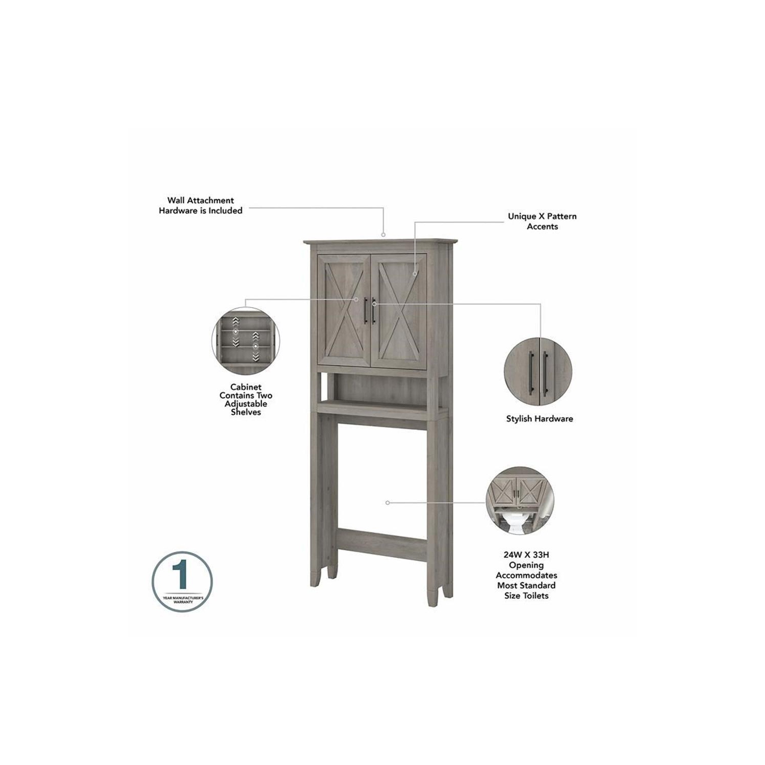 Key West Over The Toilet Storage Cabinet in Driftwood Gray - Engineered Wood